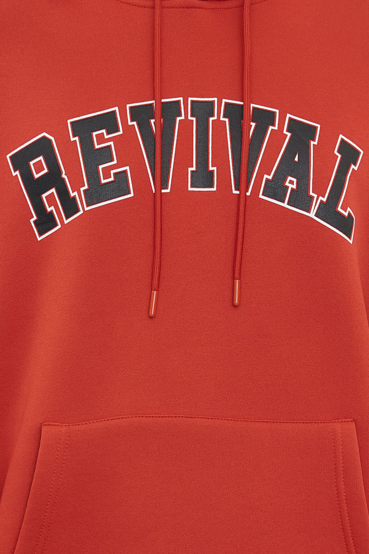 Trendyol Collection-Ziegelfarbenes, weit geschnittenes Unisex-Sweatshirt mit Kapuze - Fleece-Baumwolle TMNAW22SW1462 3