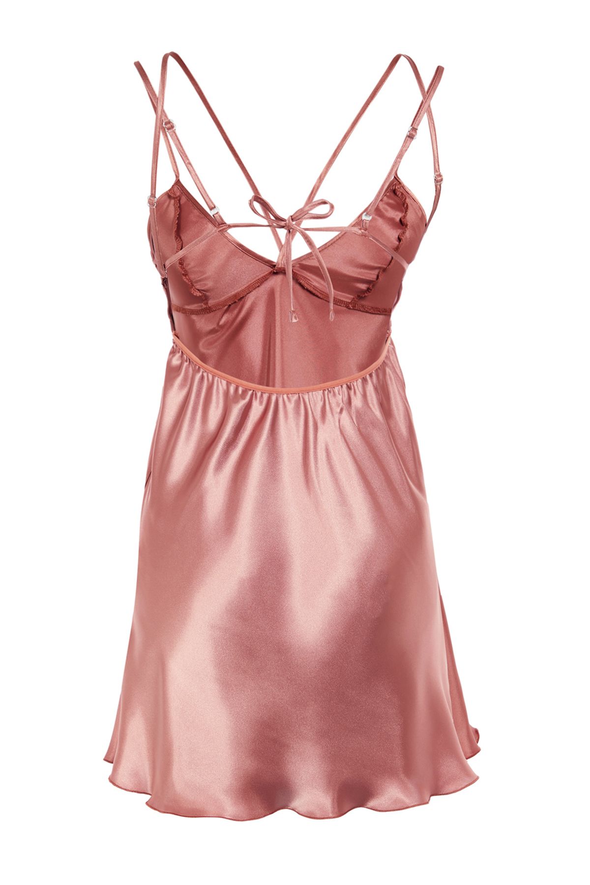 Trendyol Collection-Schickes Nachthemd aus Satin mit Seilträgern und Paspelierung, THMAW24LL00001 7
