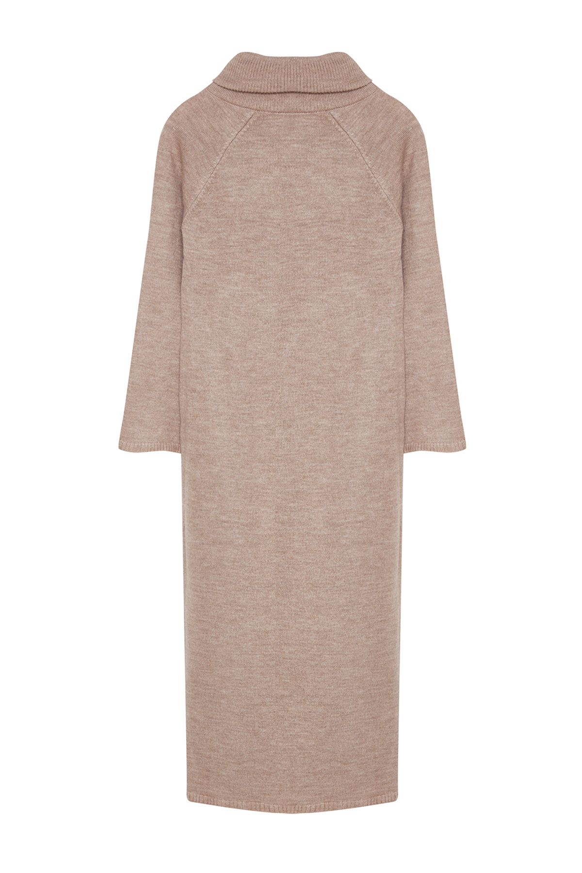 Trendyol Modest-Rollkragen-Strickkleid in Hellbraun – lang und mit weicher Textur TCTAW25EB00009 7
