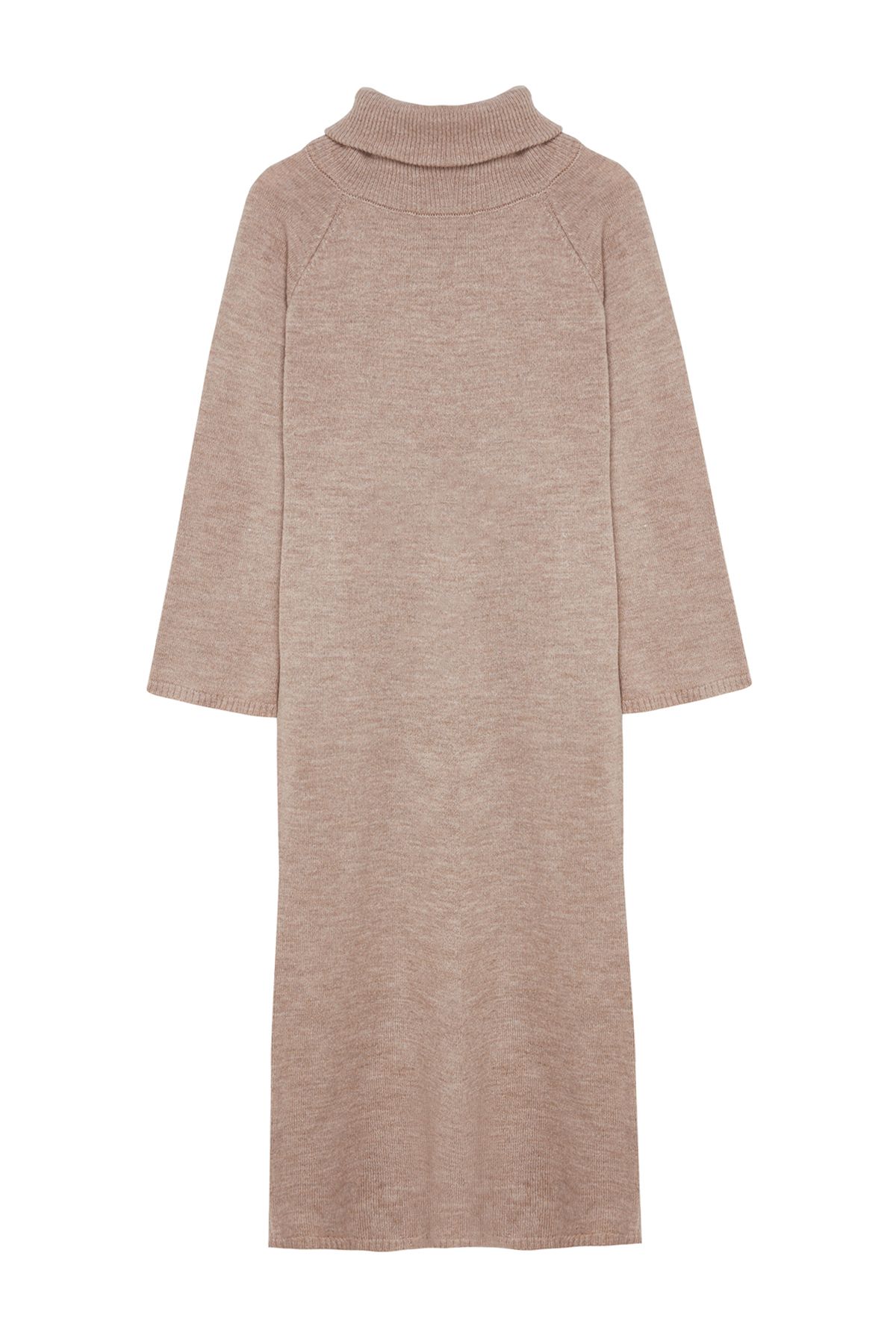 Trendyol Modest-Rollkragen-Strickkleid in Hellbraun – lang und mit weicher Textur TCTAW25EB00009 6