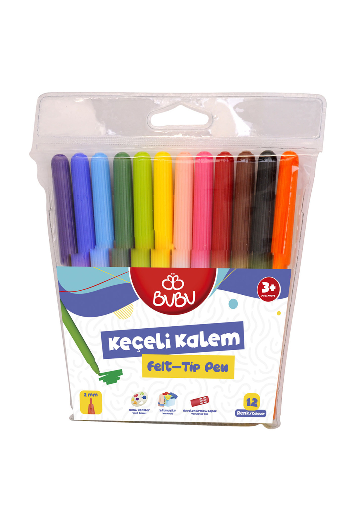 Bubu Bu-Bu Keçeli Kalem 12 Renk Keçeli Boya Kalemi