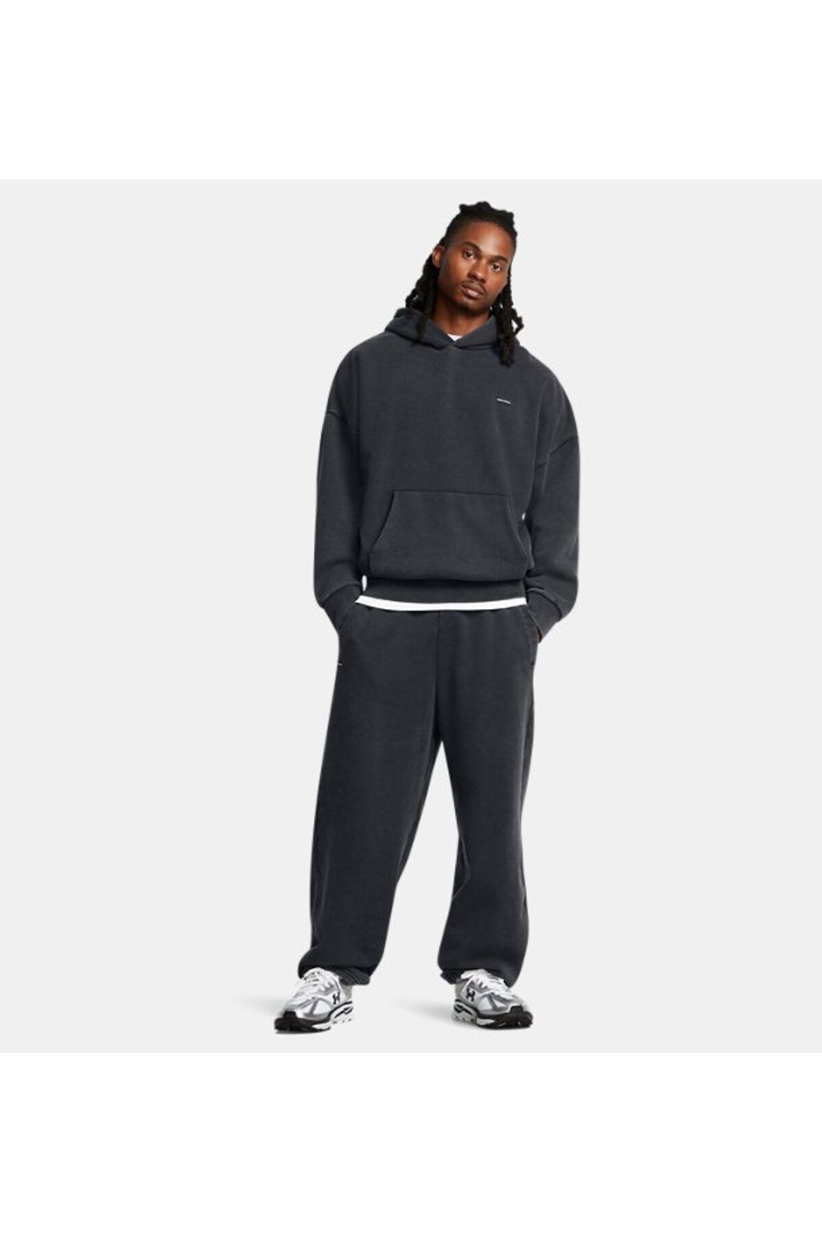 سویشرت ورزشی مشکی مردانه نماد UA سنگین وزن شستشوی بزرگ 001 Under Armour