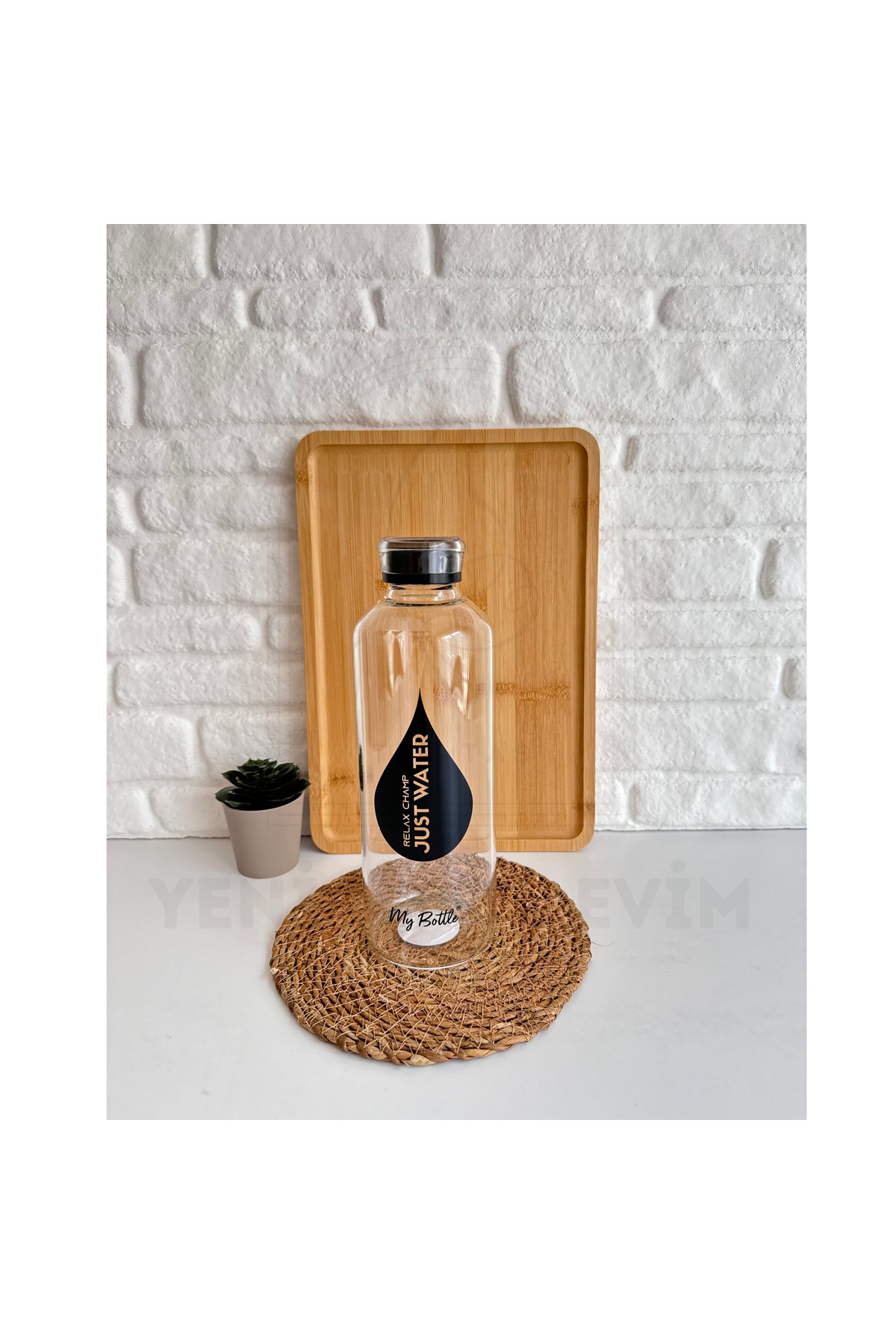 1 Adet 1000 ml (1 Litre) Hacimli Cam Su Şişesi Matarası