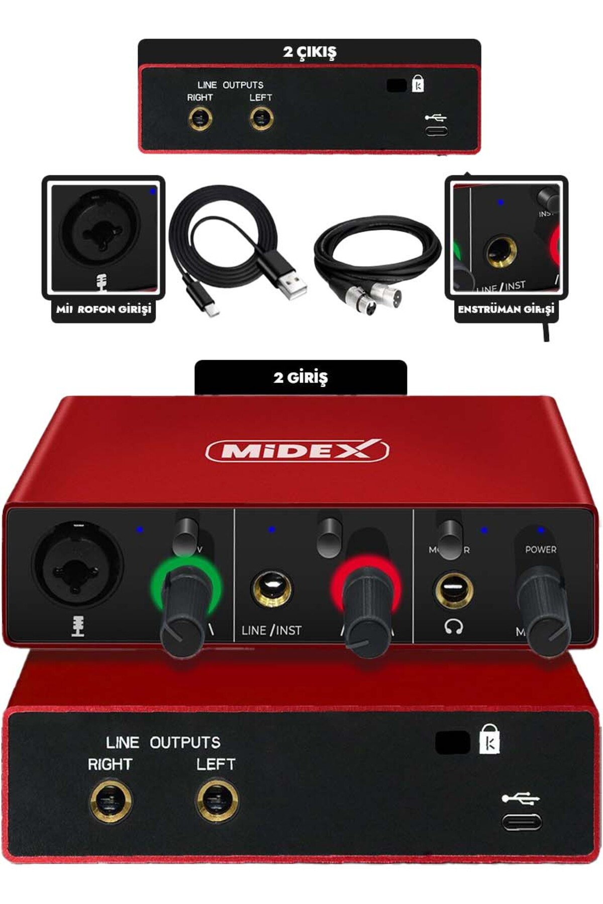 Lastvoice Midex Glx-500 Pro 2 Giriş 2 Çıkış Usb Stüdyo Ses Kartı