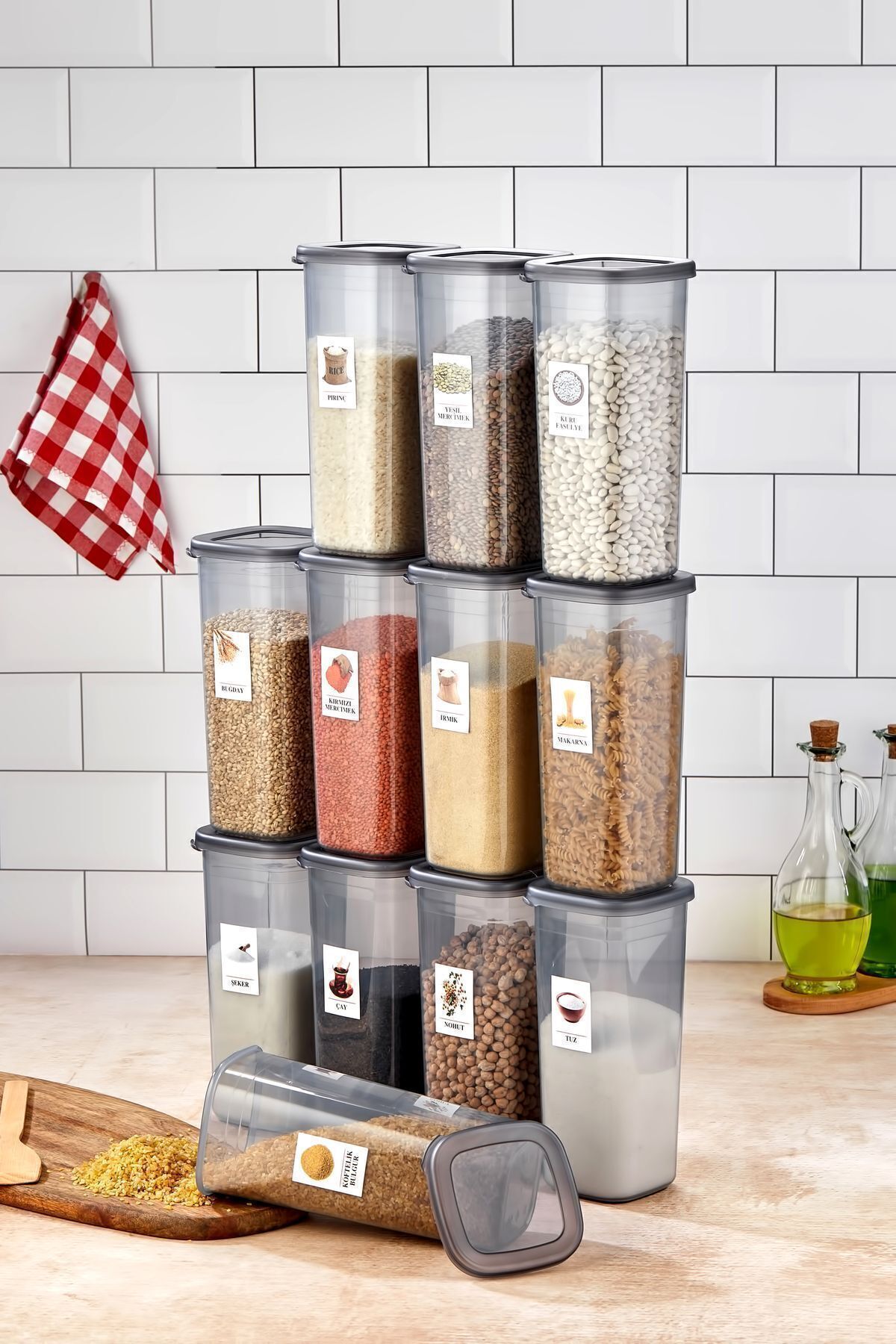 FBZhome-1700 ml Mega Size 12-Piece Food Storage Set - Jar with Label and Vacuum Lid 4