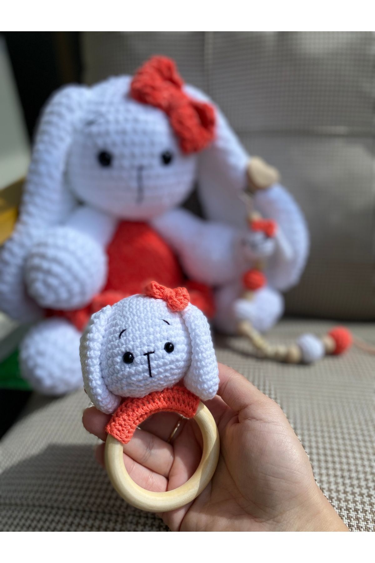 Homesinti 30cmamigurumi Yenidoğan Takım Emzik Zinciri, Çıngıraklı Diş Kaşıyıcı Ve 30cm Uyku Arkadaşı fotoğrafı 3 (önizleme)