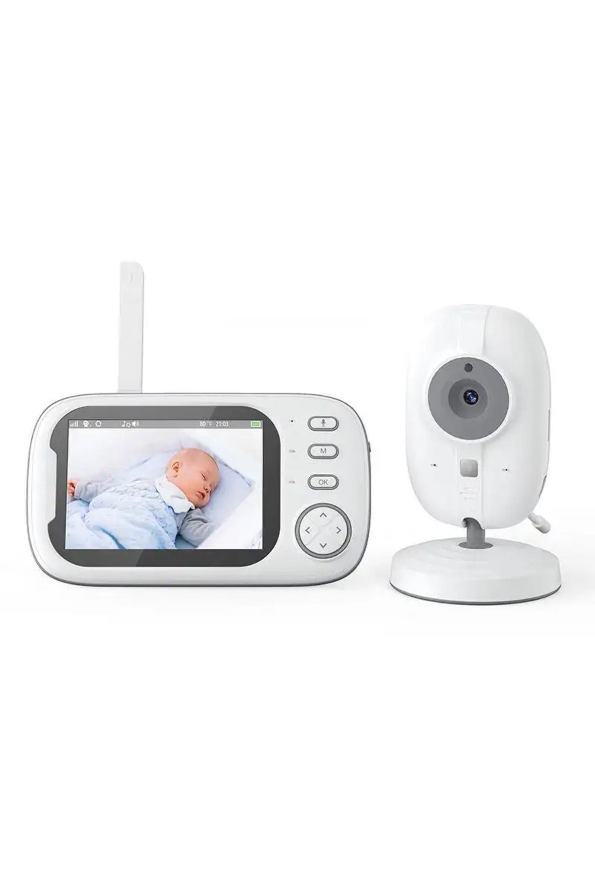 Video gece görüş müzik odası sıcaklık algılama 3.5inç ekran 720p 2.4G bebek izleme monitörü
