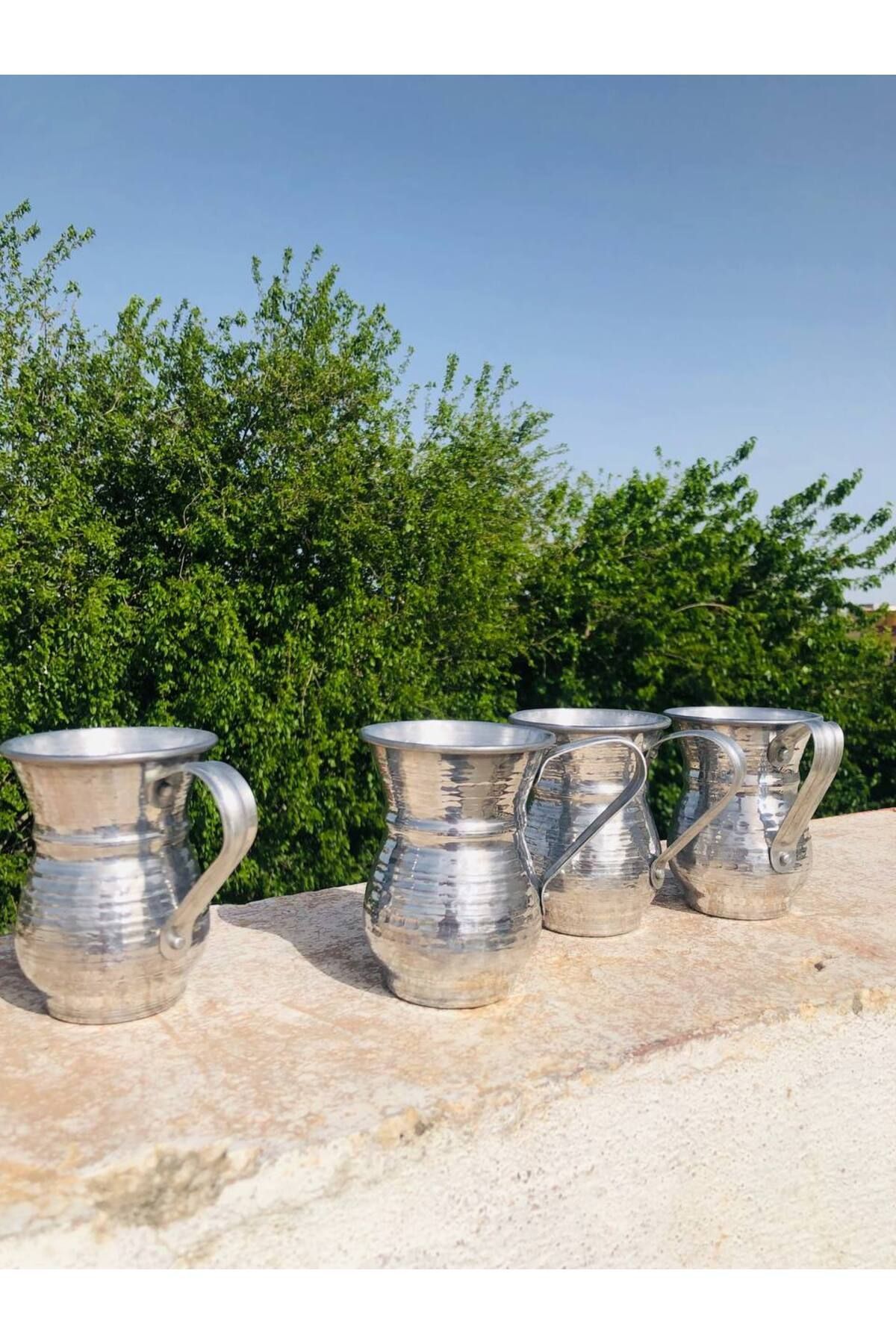 Bakır Görünümlü Alüminyum Kulplu Bardak Su&Ayran Bardağı Kulplu Bardak Kupa Bardak 2 Adet - 2