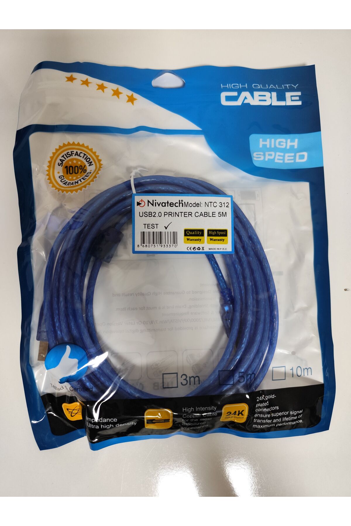 NİVATECH NTC-312 USB 2.0 YAZICI KABLOSU