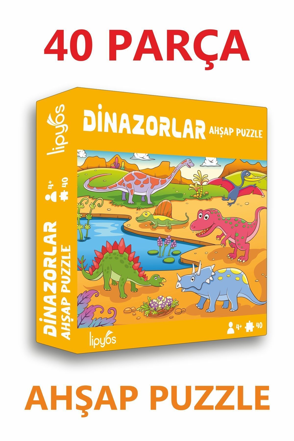 LİPYOS Sevimli Dinazorla-1 40 Parça Mini Ahşap Puzzle fotoğrafı 2 (önizleme)