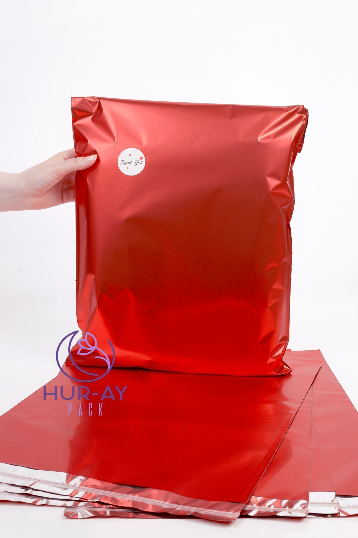 HUR-AY PACK Pungă Cadou Lux Metalizată Roșie 35x50 Cm - 10 Unități - One Size