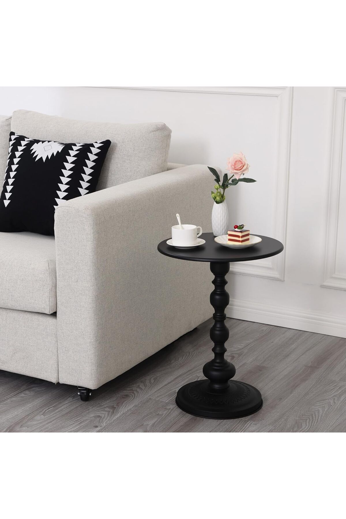 DubaiGallery-Metal End Table, Matte Black Round Side Table Nightstand for Bedside or Sofa, Accent Table 2