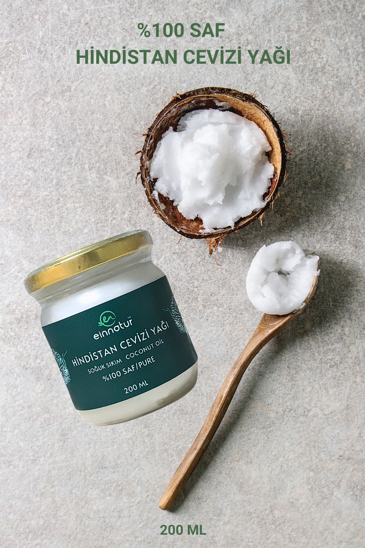 EinNatur %100 Saf, Hindistan Cevizi Yağı, 200 Ml, Soğuk Sıkım, Coconut Oil