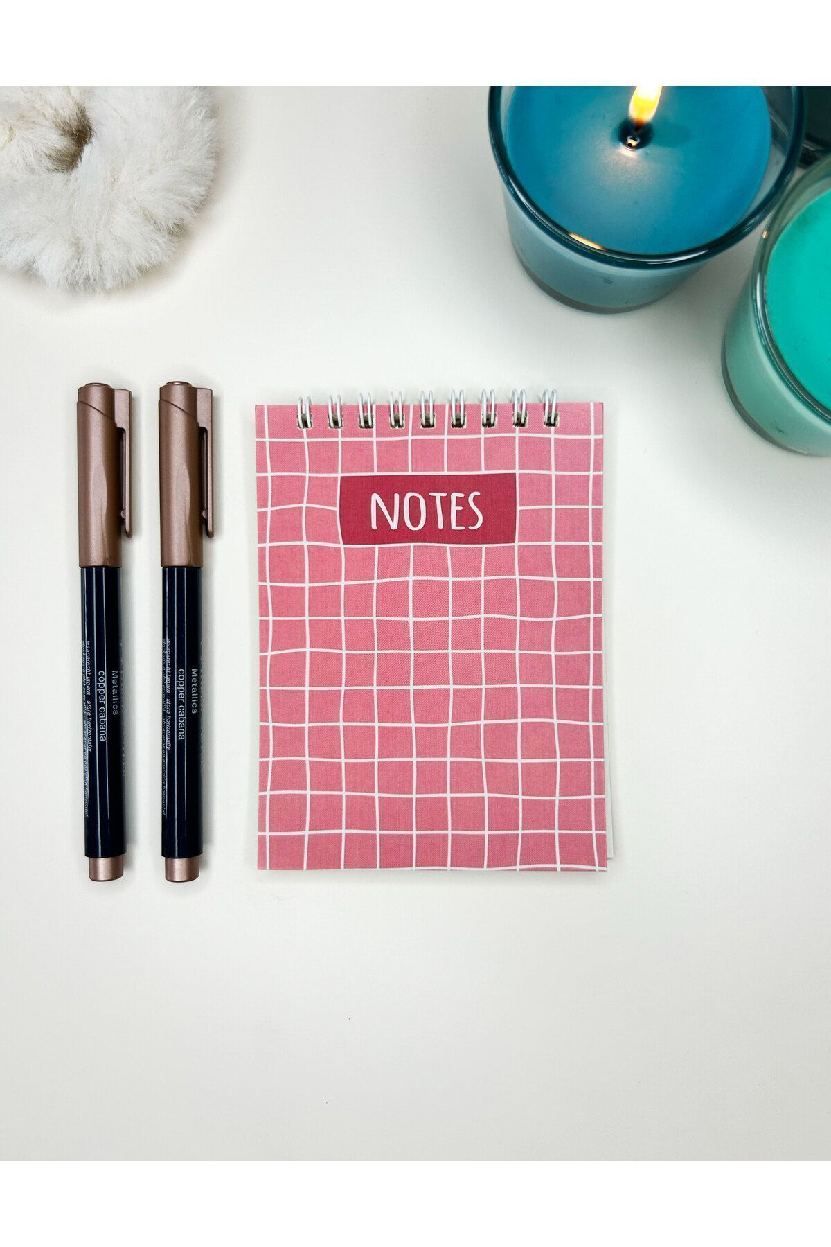 Smile Notes-6-piece 10x13,5 Cm Checked Leaf Notebook Set - Spiral Pocket 5