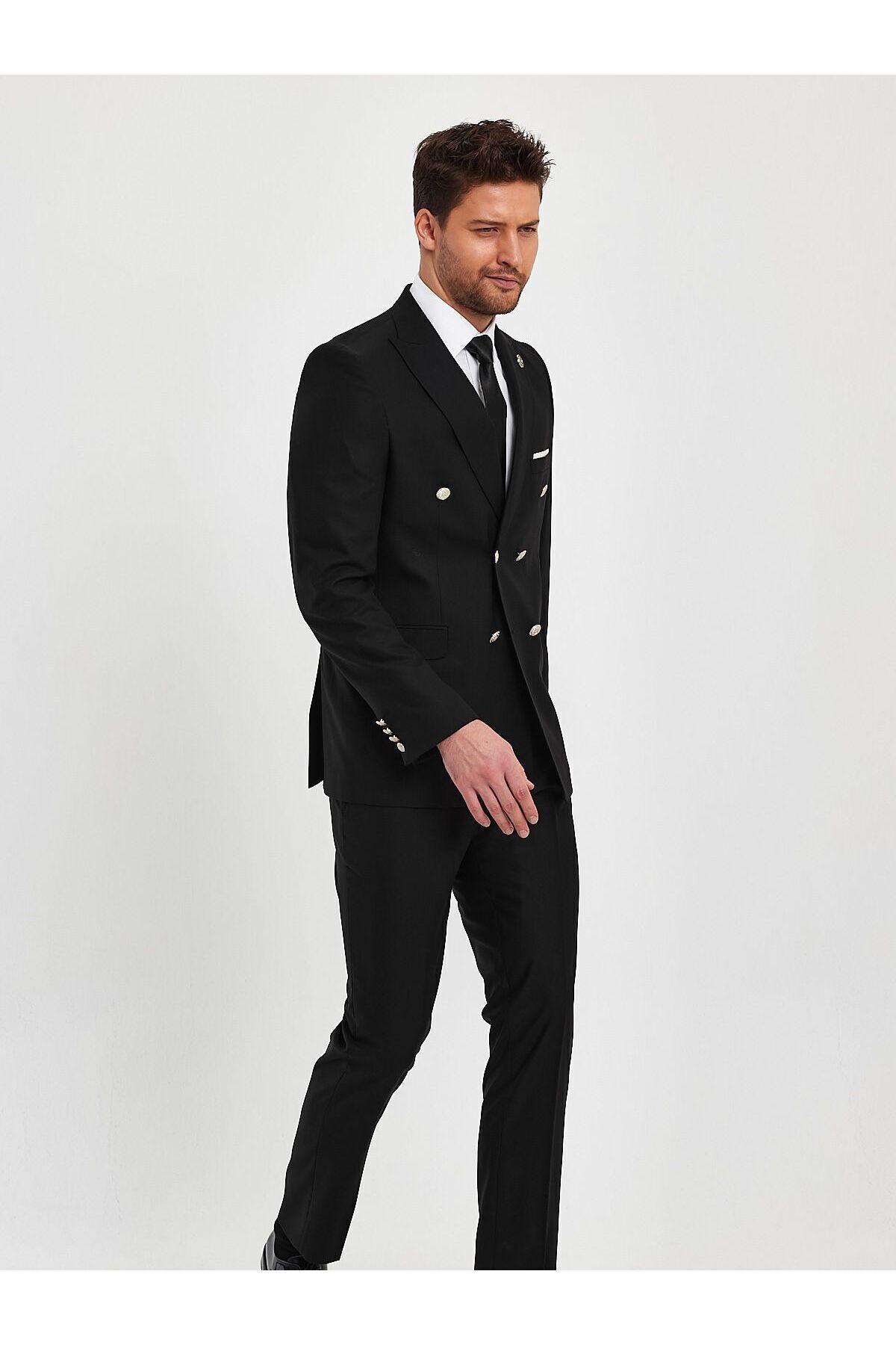 Terziayhan  Terzi Ayhan siyah renk slimfit kruvaze takım elbise - Görsel 2