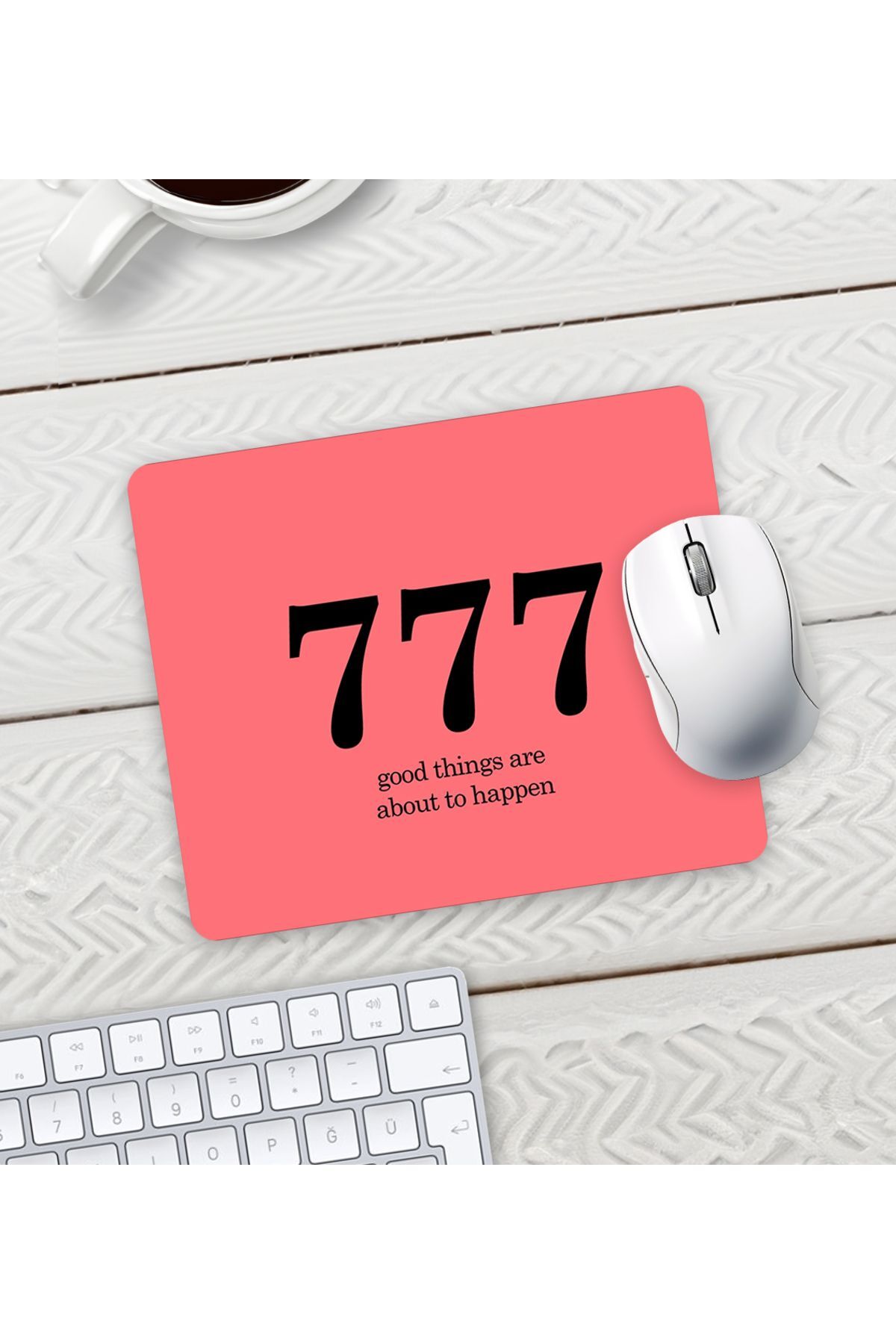 777 Olumlama Baskılı Mouse Pad 23x19cm Fare Altlığı Kaydırmaz Taban 3