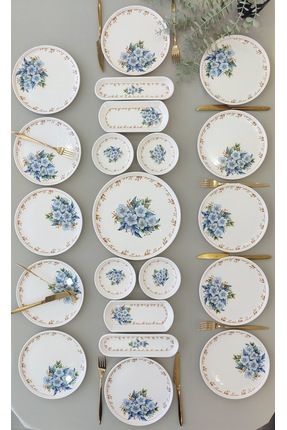 Yiğit Seramik Züccaciye Yediveren Çiçeği 12 Kişilik 21 Parça Kahvaltı Takımı