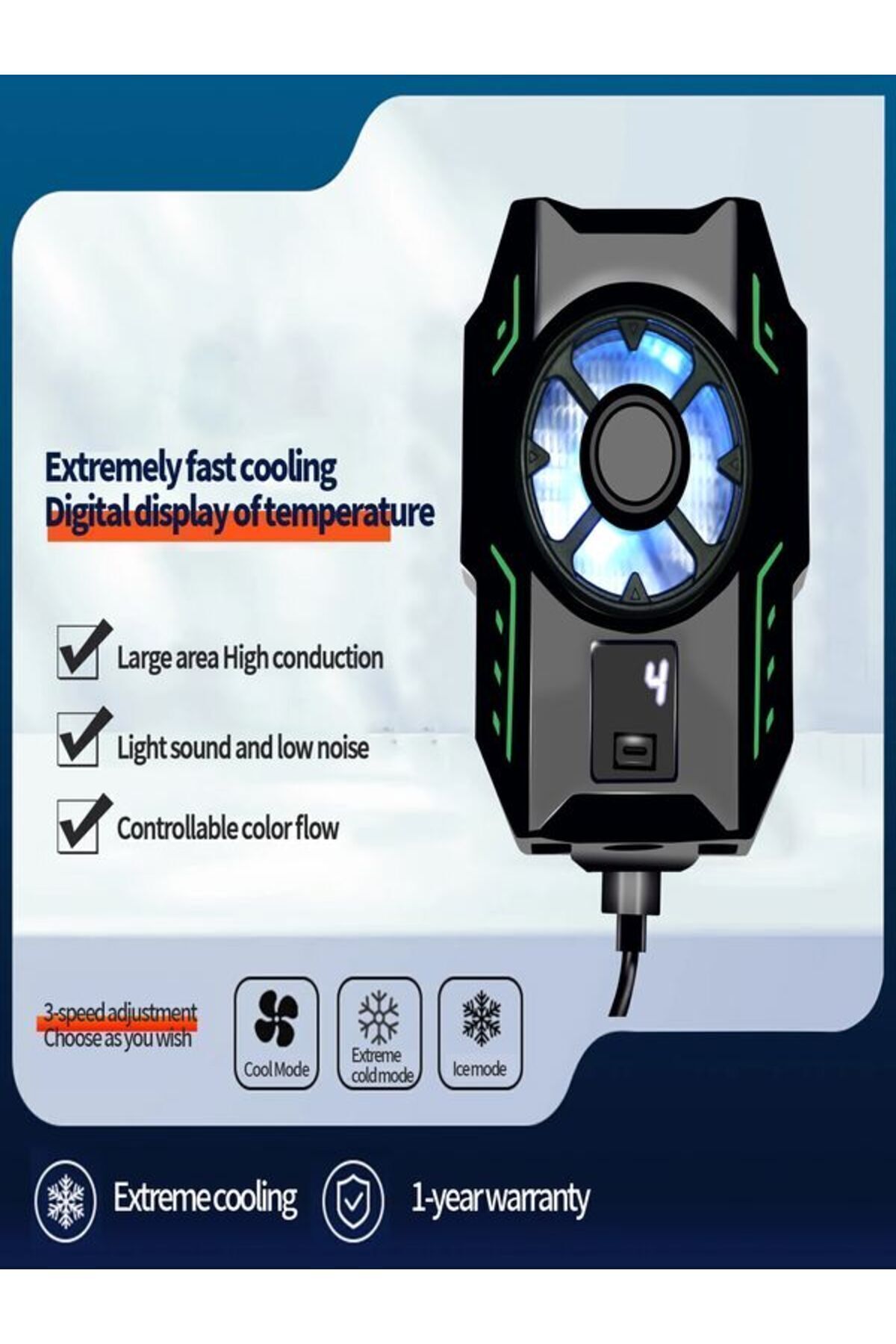S026 Lcd Dijital Ekran Taşınabilir Hızlı Cep Telefonu Soğutma Fanı Telefonu Radyatör Oyun Soğutucu 4