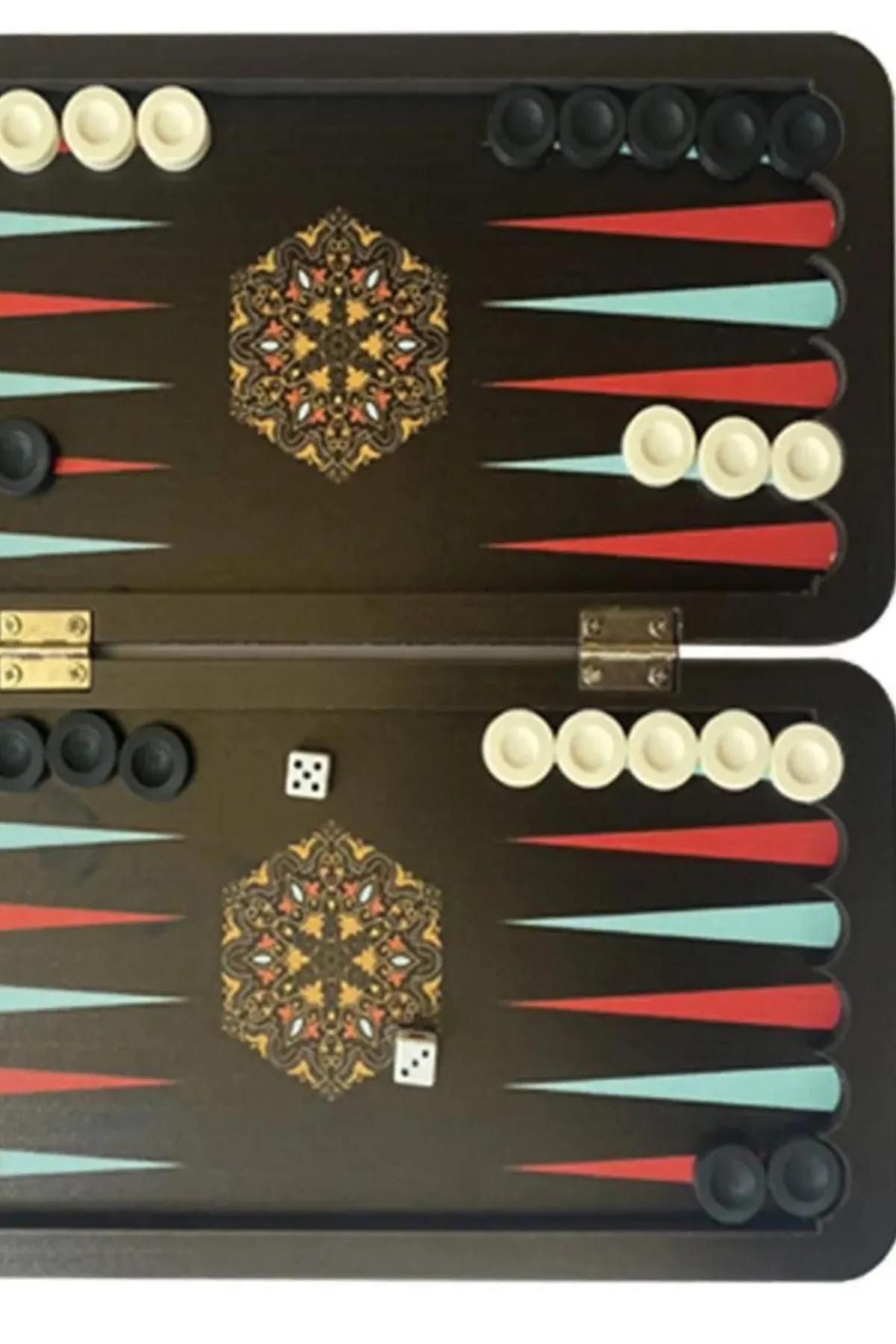 simagift-Mini Size Vector Patterned Wooden Backgammon Set 5