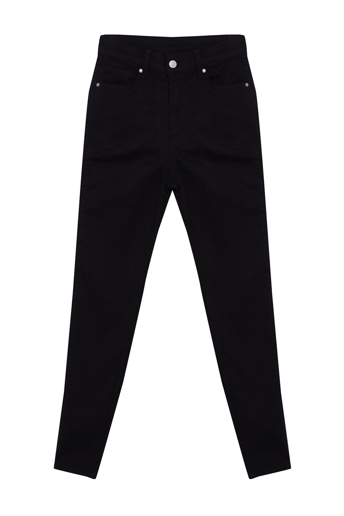 Trendyol Collection-Nieblaknące czarne obcisłe spodnie z wysokim stanem TWOSS19LR0279 19
