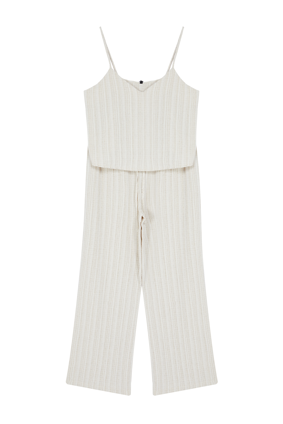 Trendyolmilla  Ekru Bağlama Detaylı İp Askılı Dokuma Pijama Takımı THMSS24PT00402 - Görsel 6