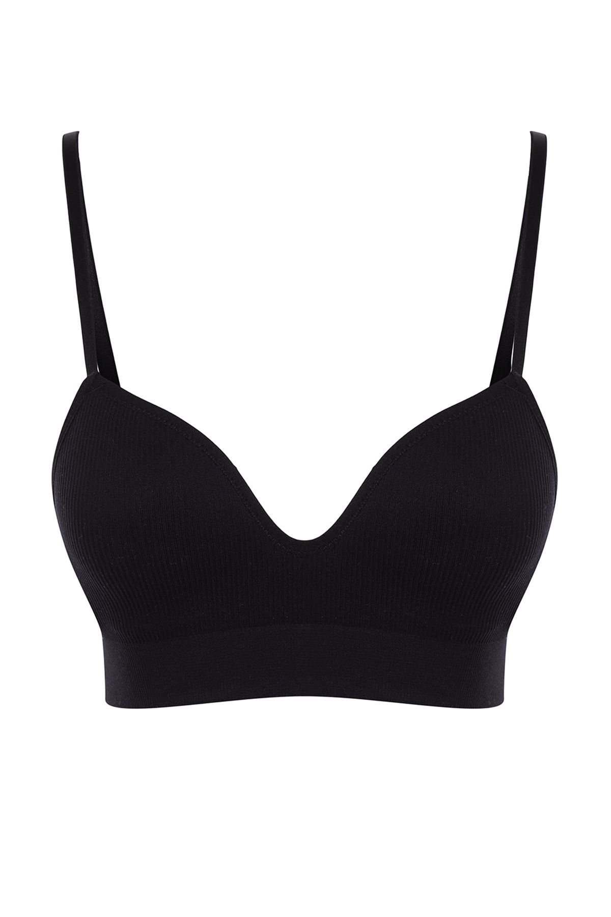 Trendyol Collection-Black No Underwire Bralette - Seamless and Filling Free with String Straps Thmaw22Su0043 6