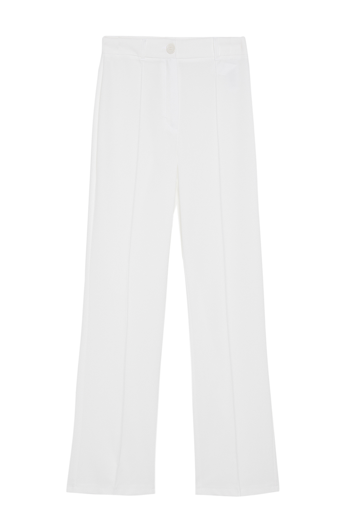 Trendyolmilla  Bej Straight/Düz Kesim Yüksek Bel Nervür Dikişli Dokuma Pantolon TWOSS21PL0093 - Görsel 6