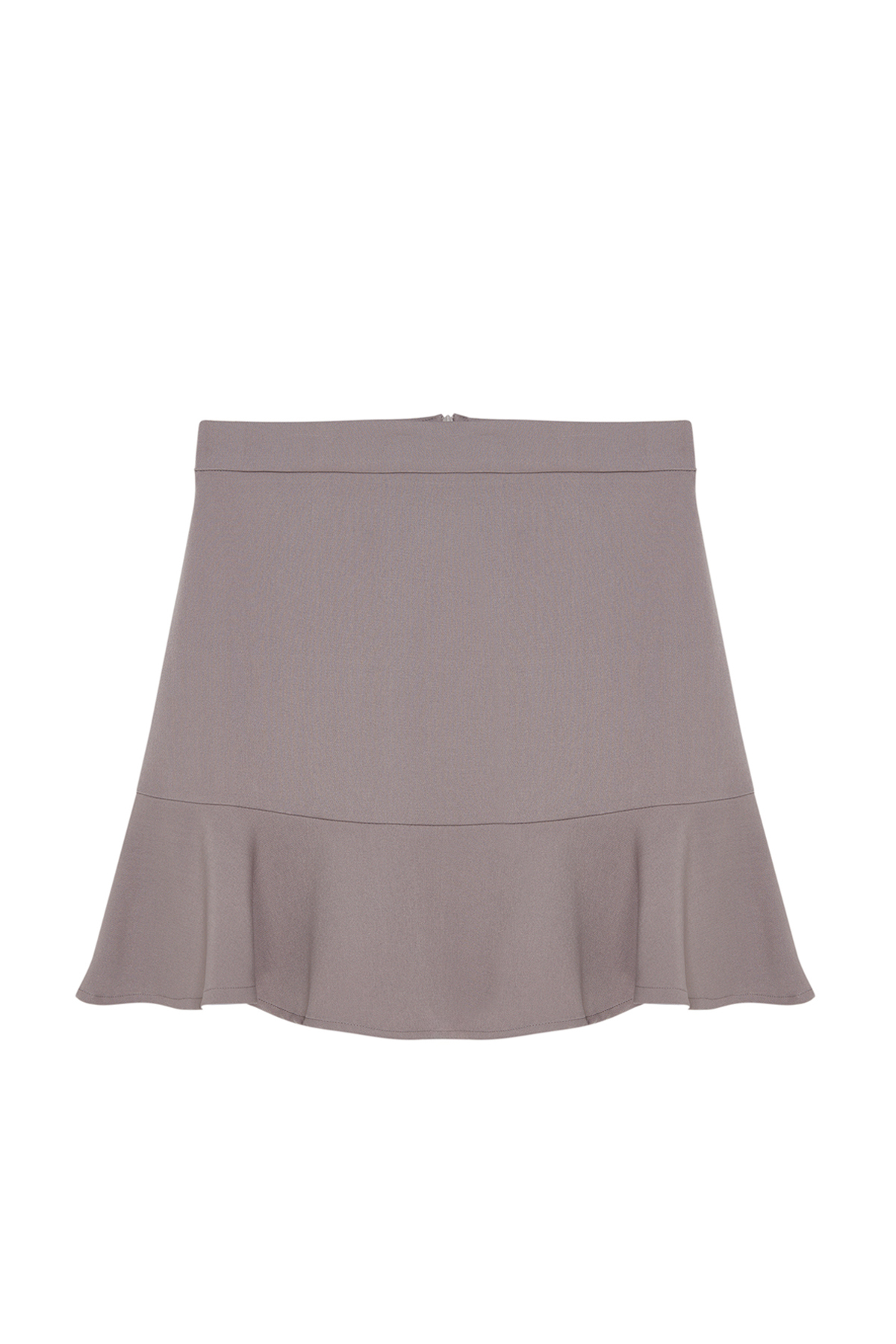 Trendyolmilla  Gri Etek Ucu Volanlı Mini Dokuma Etek TWOAW20ET0617 - Görsel 6