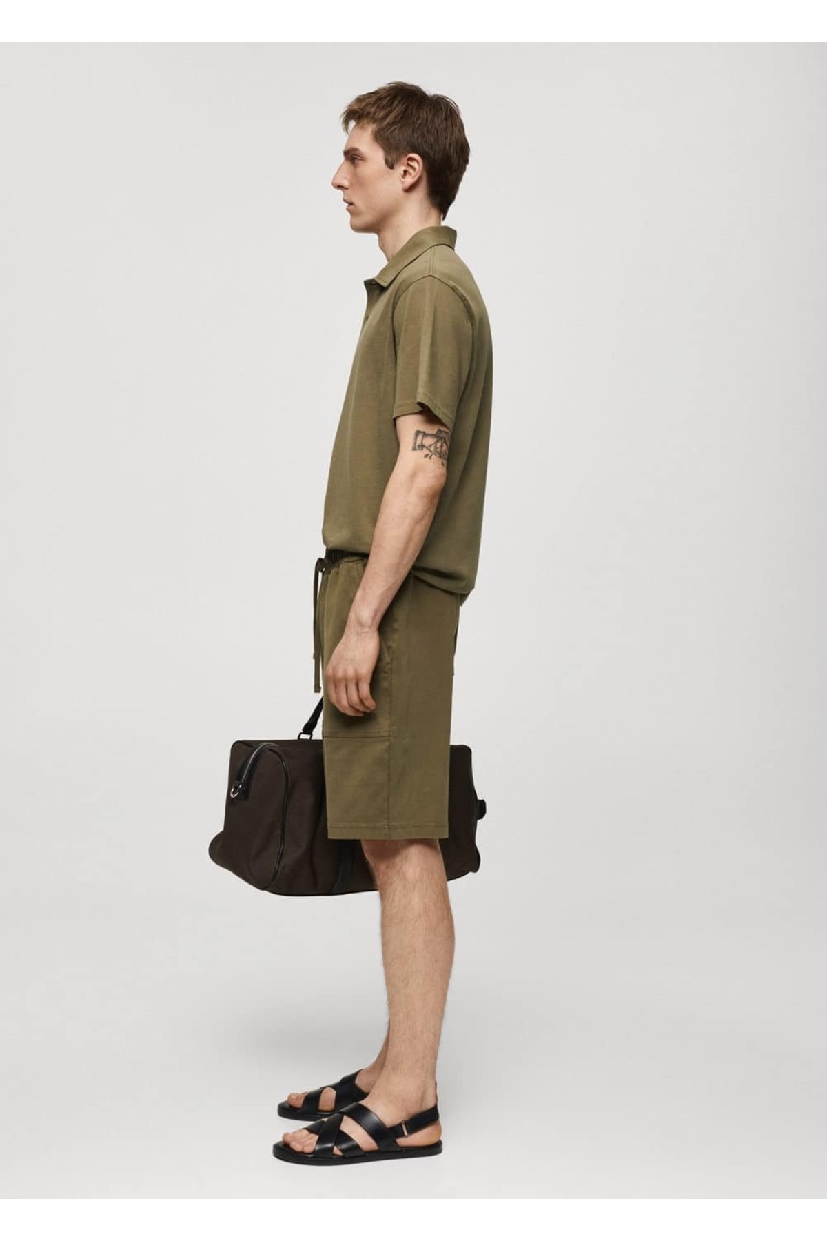 شلوار مردانه خاکی منگوMANGO Man | 67057701 اورجینال - تصویر 5