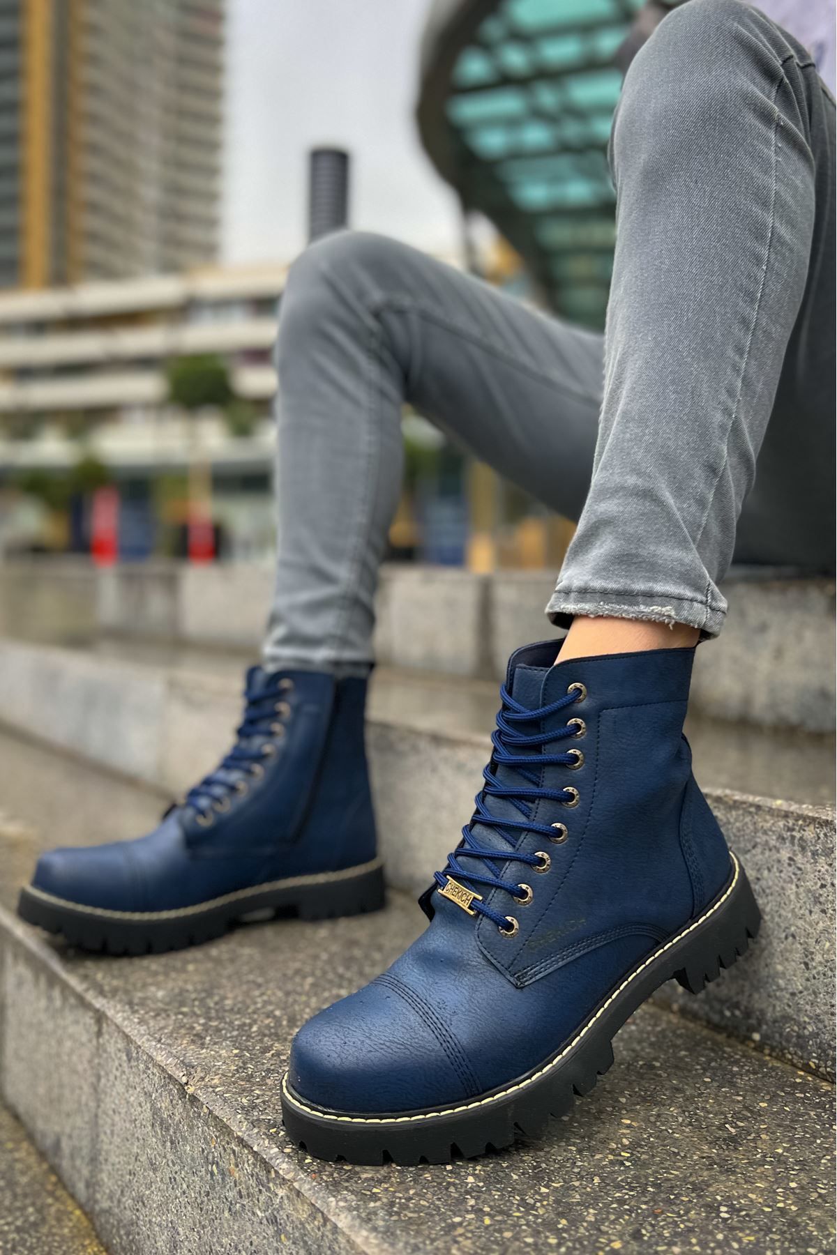 Blue bootie shoes discount