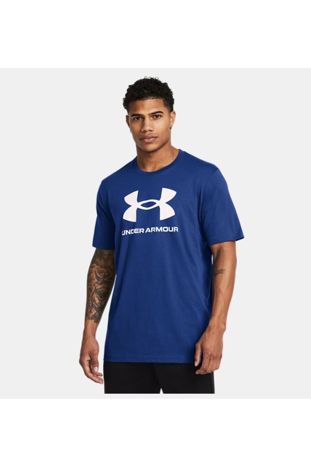 تی شرت ورزشی آبی مردانه آرم آستین کوتاه UA 1382911 432 Under Armour