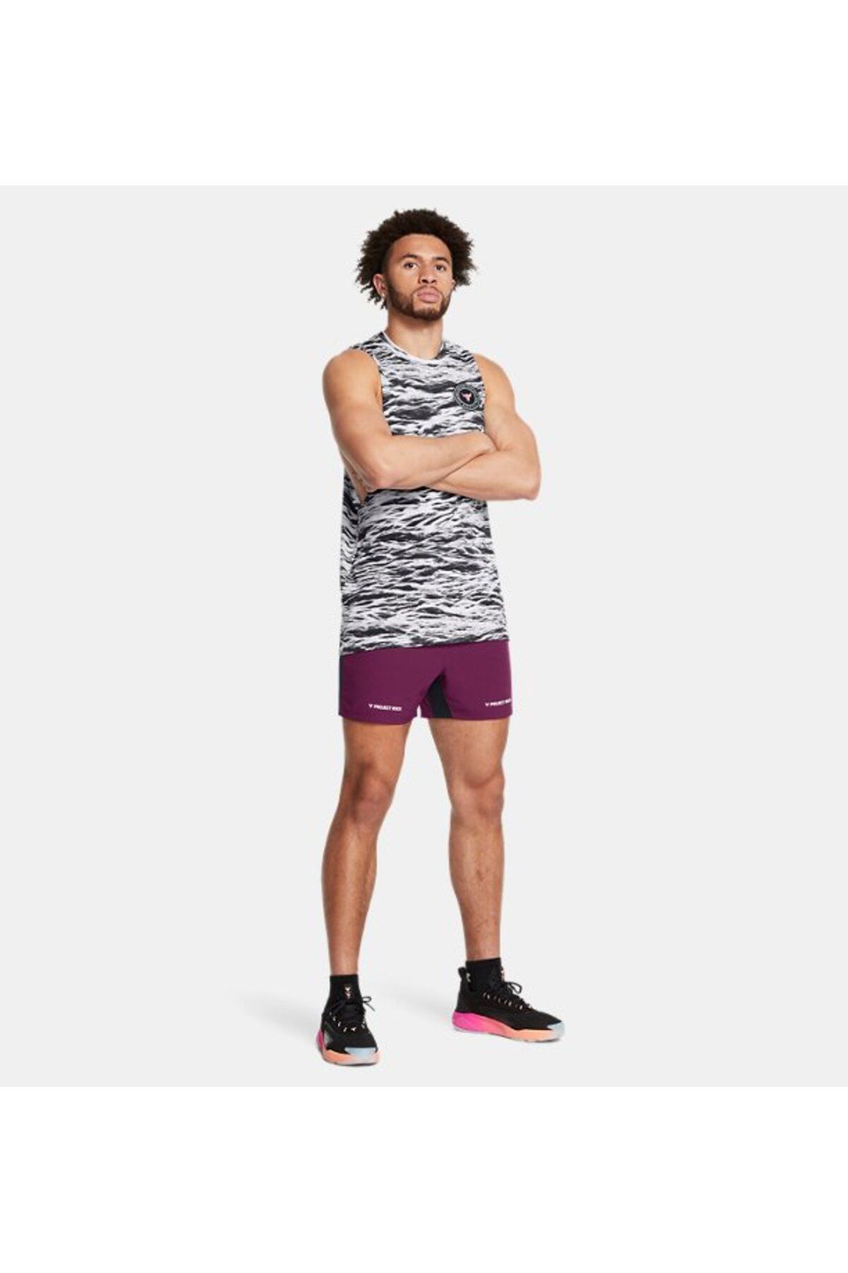 شورت ورزشی بنفش مردانه پروژه UA ROCK 5 اینچ 505 Under Armour