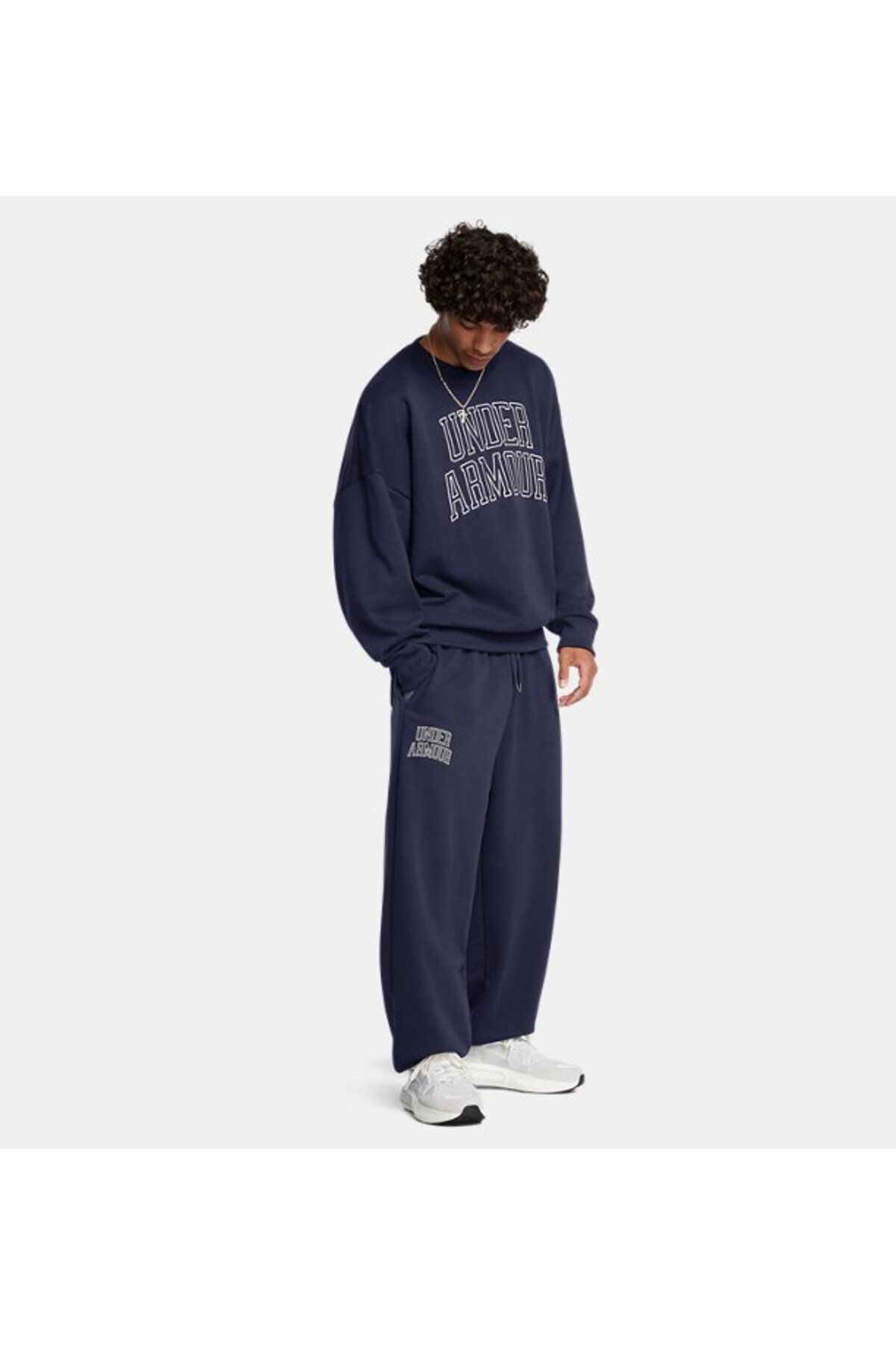 سویشرت ورزشی آبی مردانه آیکون UA در وزن سنگین تری با اندازه ی پیراهن یقه دوچرخه بزرگ 410 Under Armour