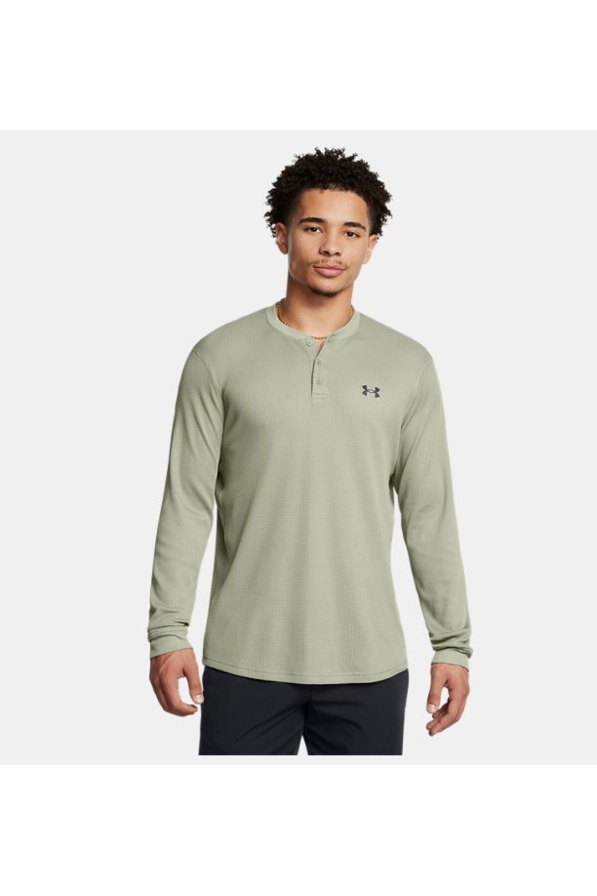 Under Armour Erkek UA DFO Waffle Henley Uzun Kollu Ti ort 1302356 504 Erkek Giyim