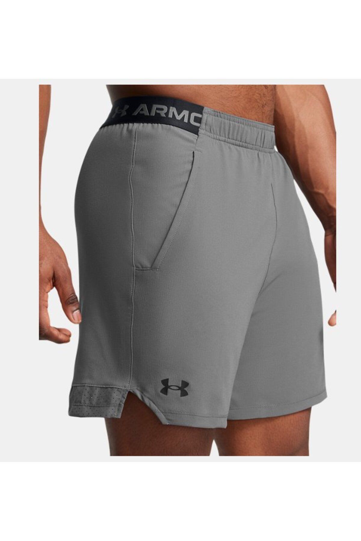 شورت ورزشی خاکستری مردانه های 6 اینچ بافته شده در UA 1373718 027 Under Armour