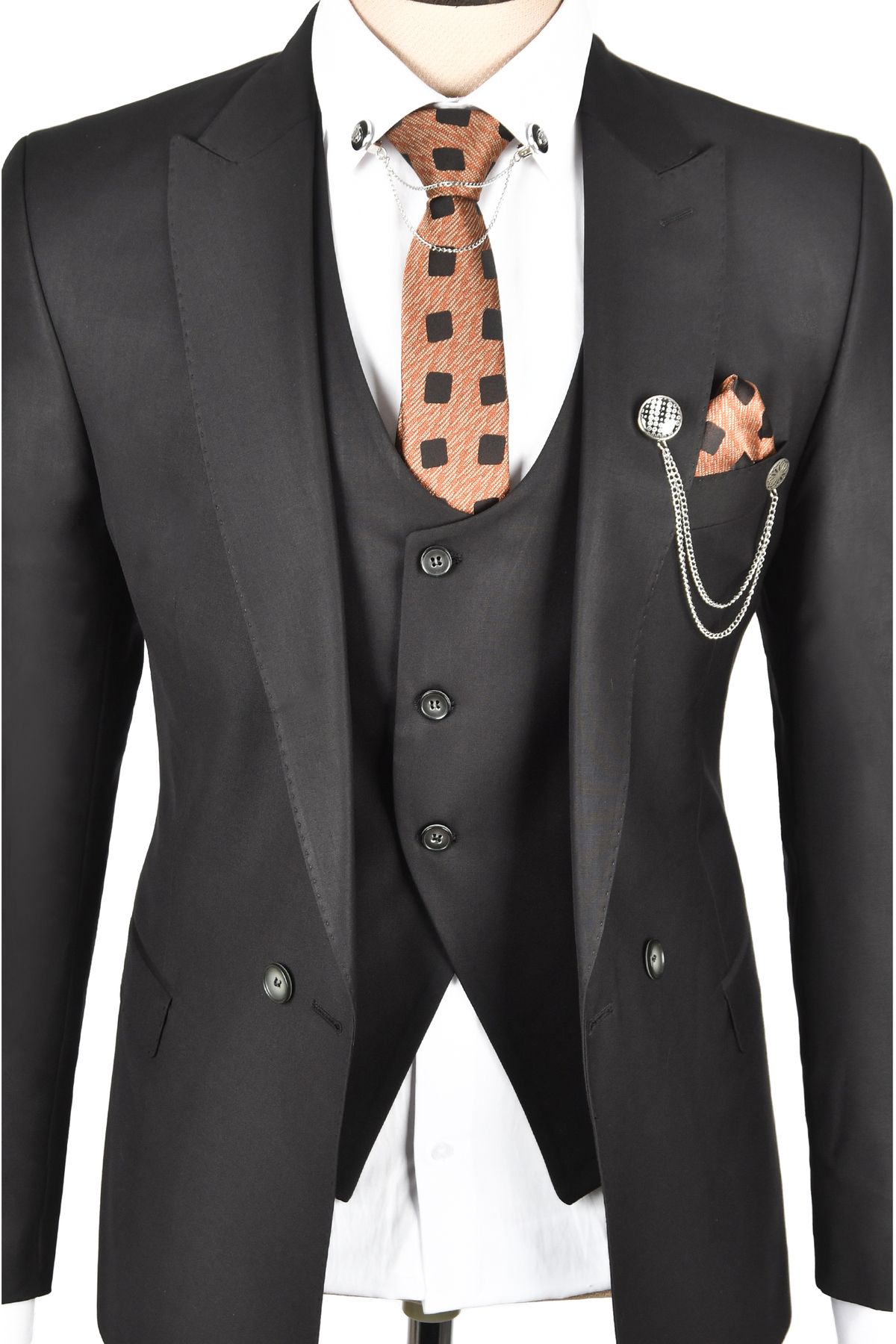 lhomme au gilet noir double slim fit costume 2303105