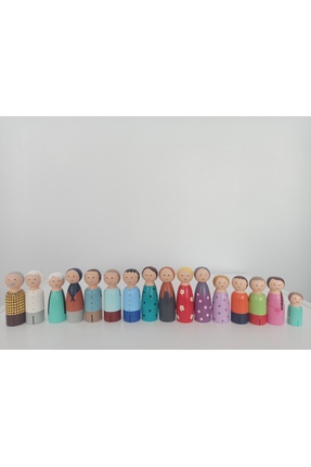 Gepetto Nine 16 Adet Ahşap Boyalı Pegdoll – Eğlenceli, Doğal Ve El Yapımı Peg...