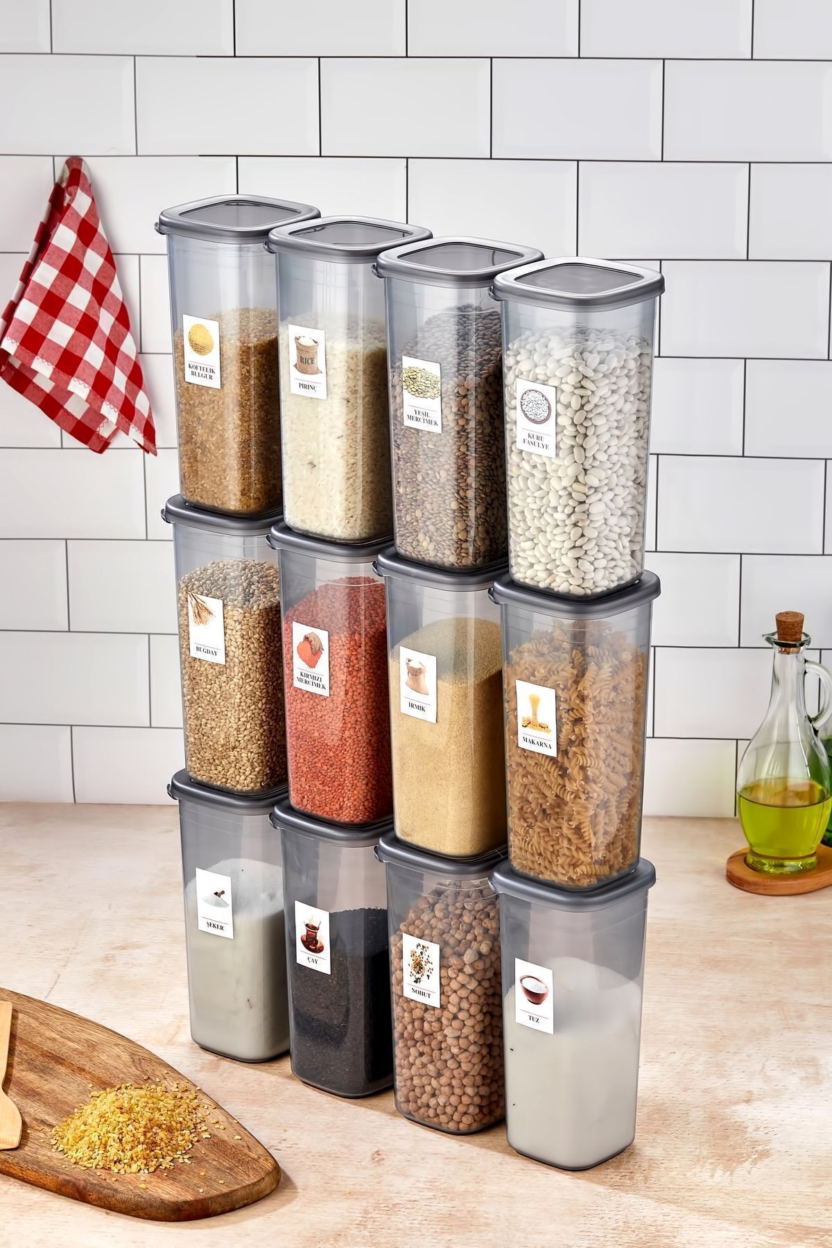 FBZhome-1700 ml Mega Size 12-Piece Food Storage Set - Jar with Label and Vacuum Lid 2
