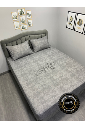 Çetinhome Kumaş Lastikli Çarşaf Seti Çift Kişilik ve Battal Boy Gölge Antrasit