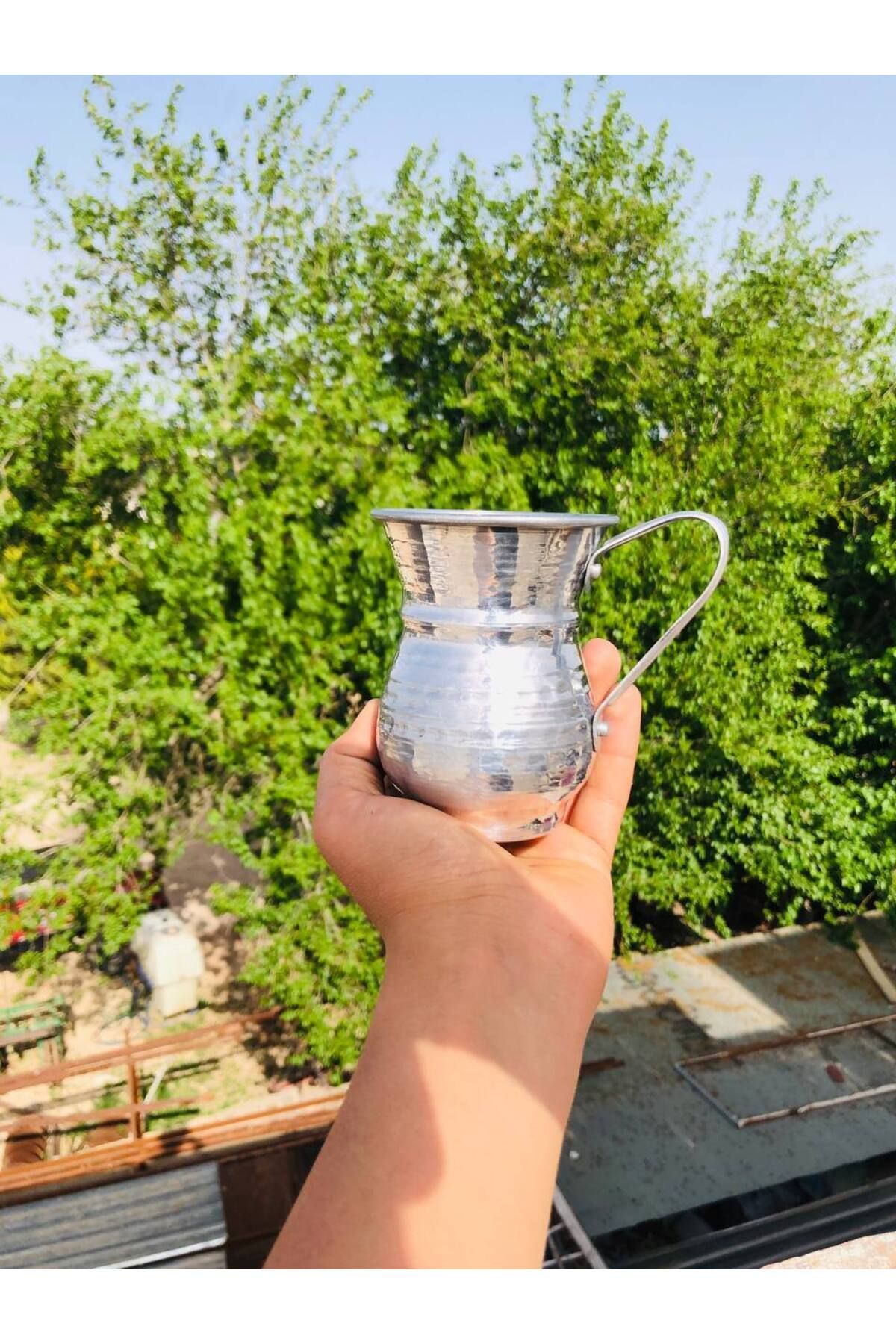 Bakır Görünümlü Alüminyum Kulplu Bardak Su&Ayran Bardağı Kulplu Bardak Kupa Bardak 2 Adet - 4
