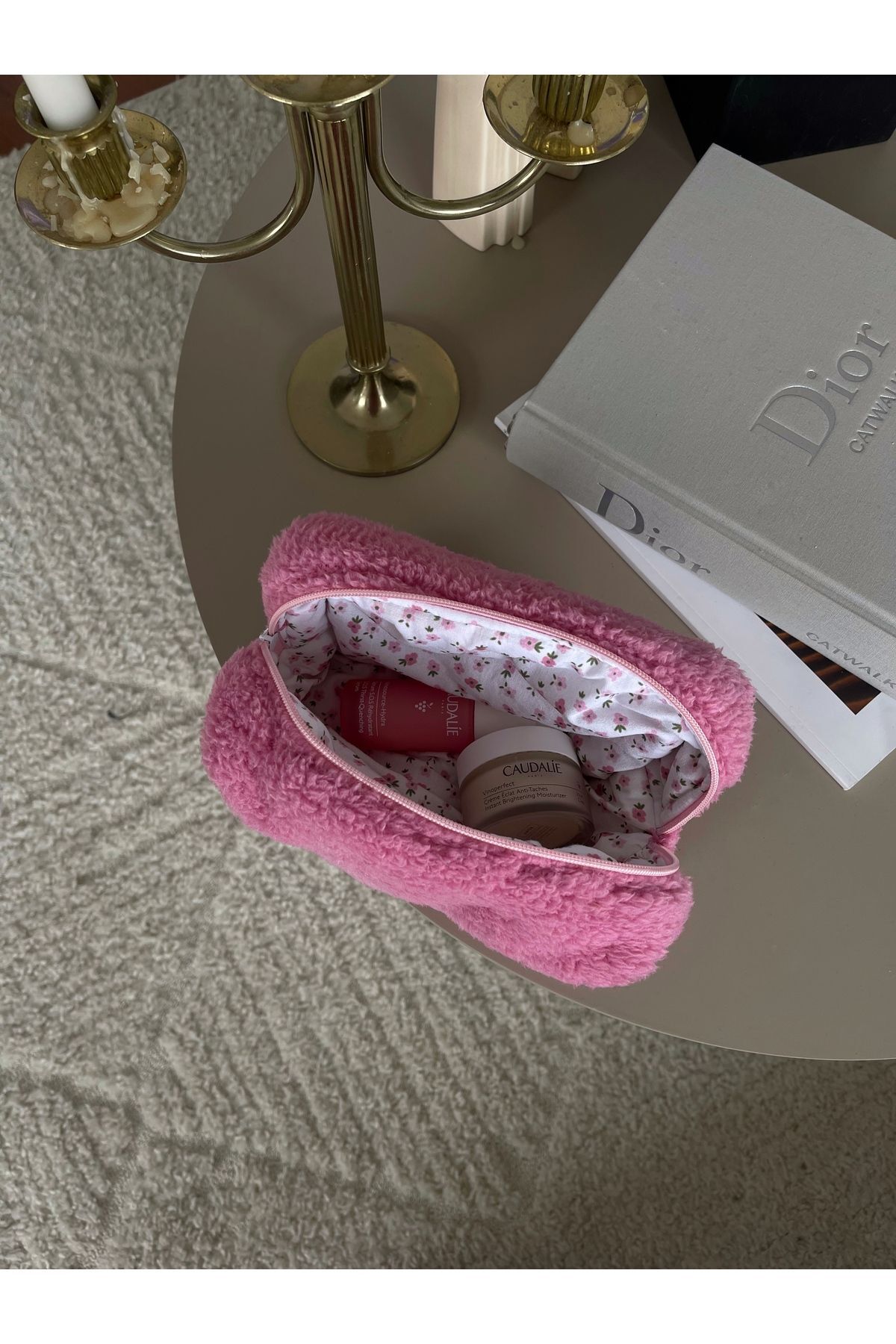 Dior pink makeup bag on sale