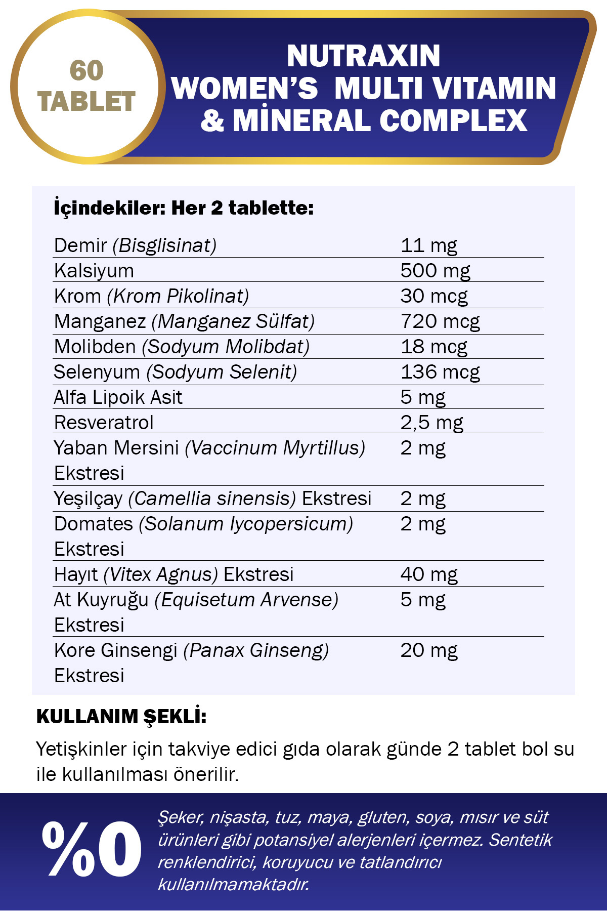 مولتی ویتامین Nutraxin زنانه - (کمپلکس مولتی ویتامین و مینرال) 60 قرص اورجینال - تصویر 4