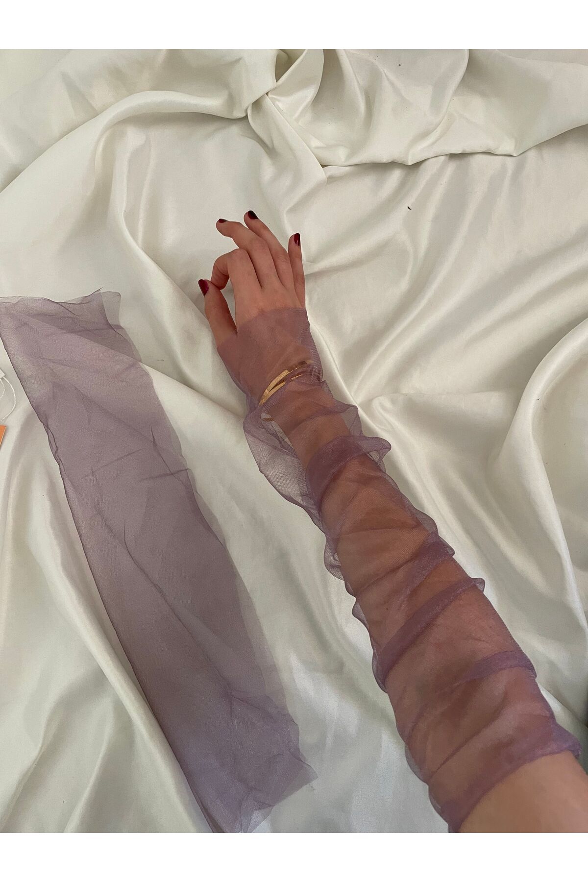 Butik Lila tül kolluk eldiven