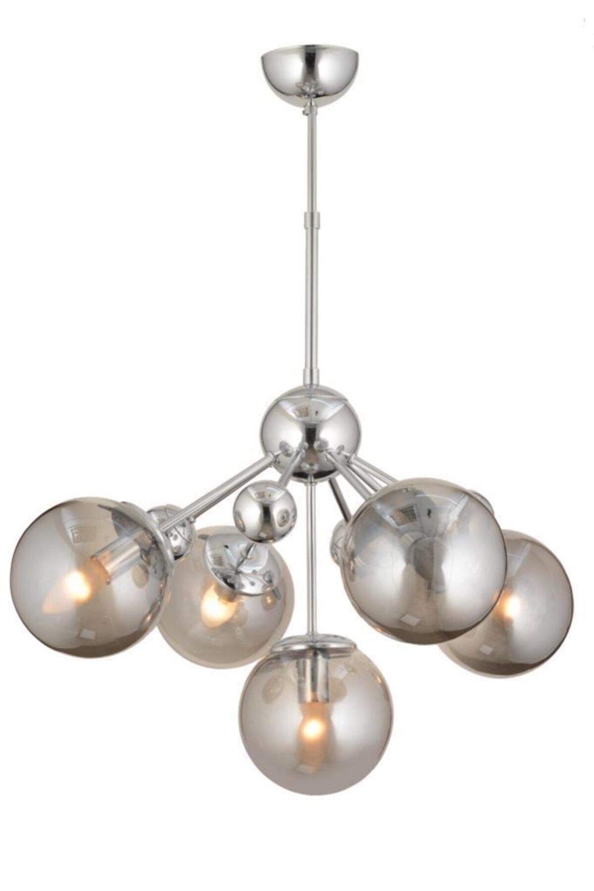Larin 5-Piece Chrome Smoked Globe Glass Chandelier