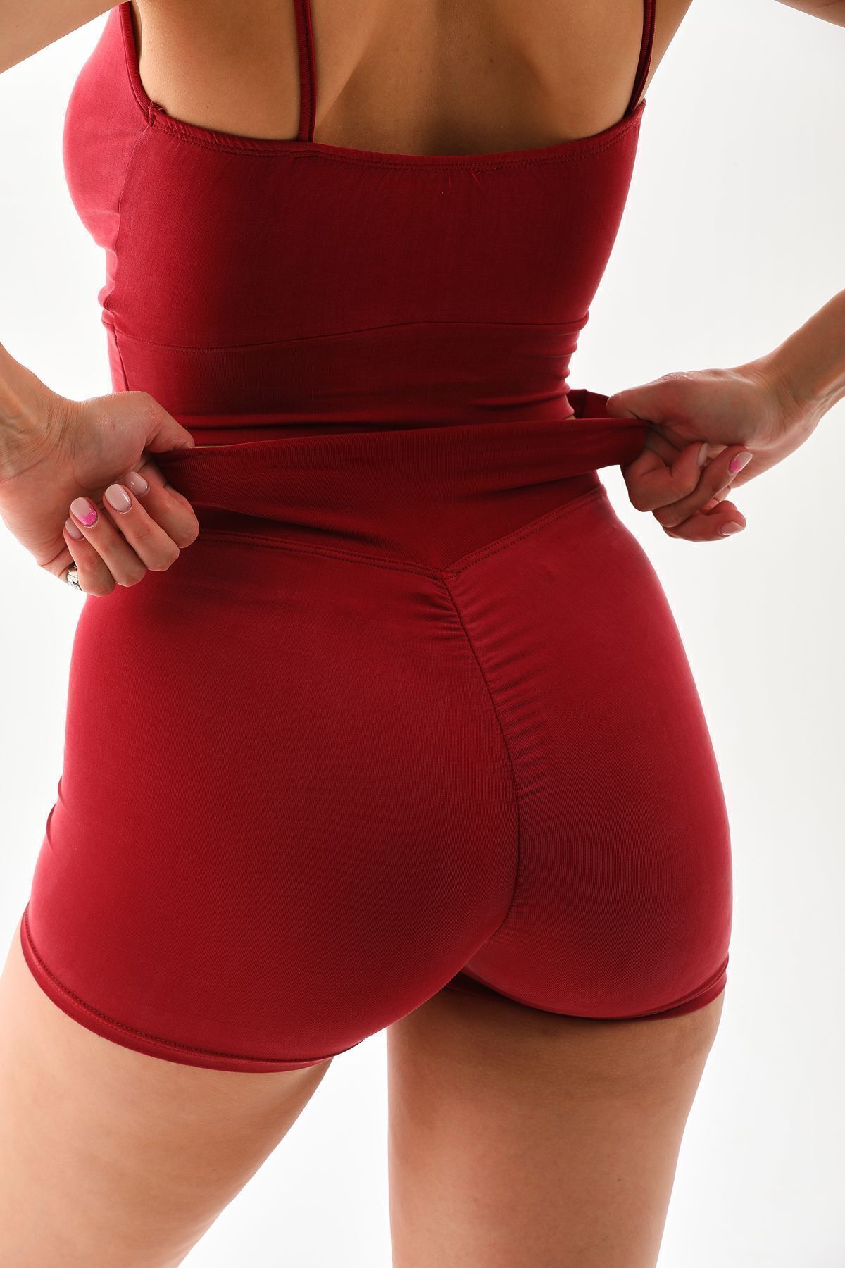 Rosy Live in style-Compression Mini Shorts Tan Color 2