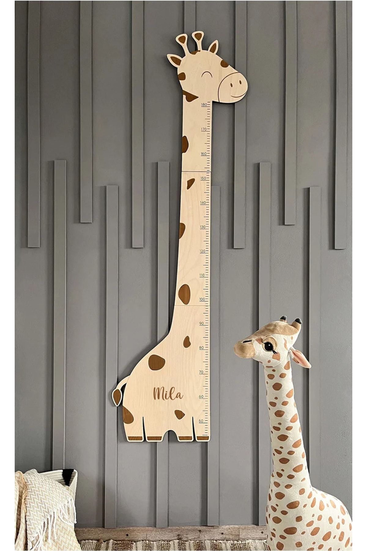Genel Markalar Zürafa Çocuk Odası Büyüme- Gelişim Tablosu Cetveli - Çocuk Boy Ölçer | Naturel Ahşap