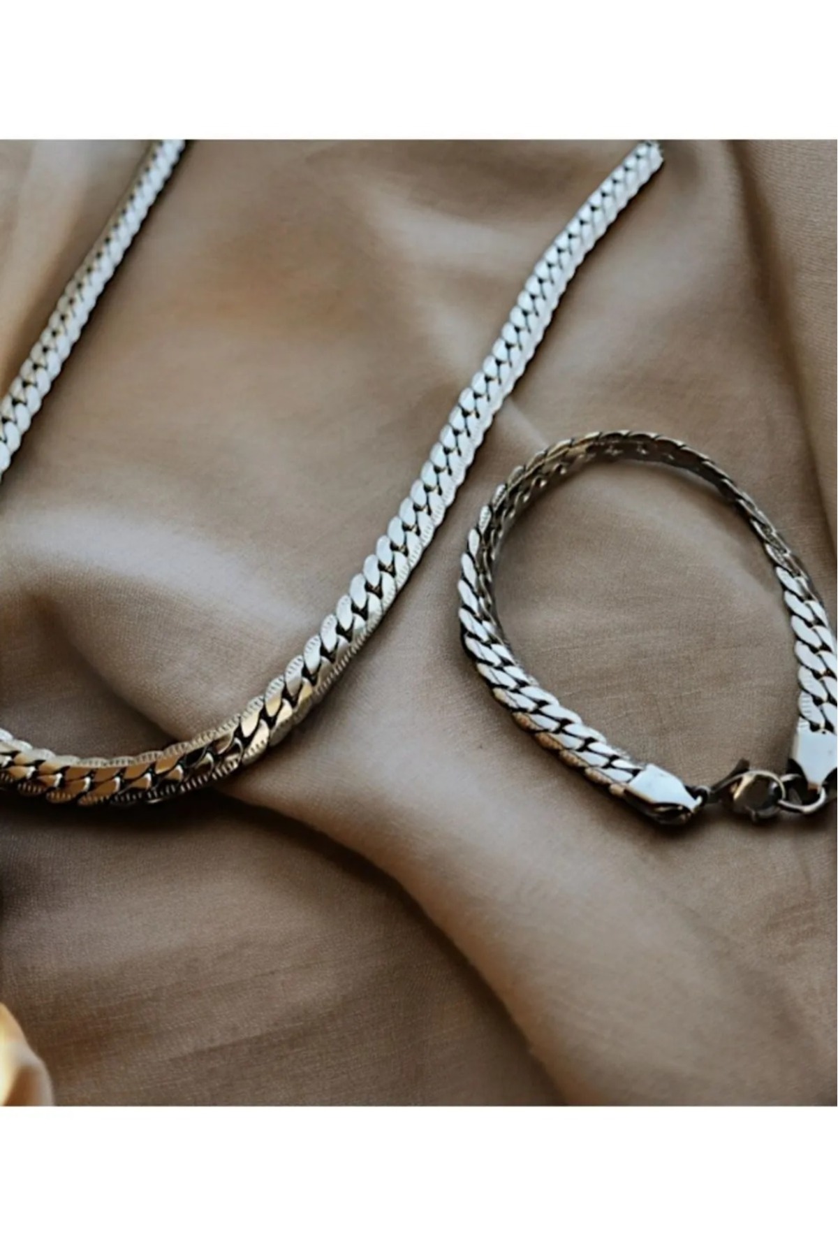 Steel Snake Necklace & Bracelet Set