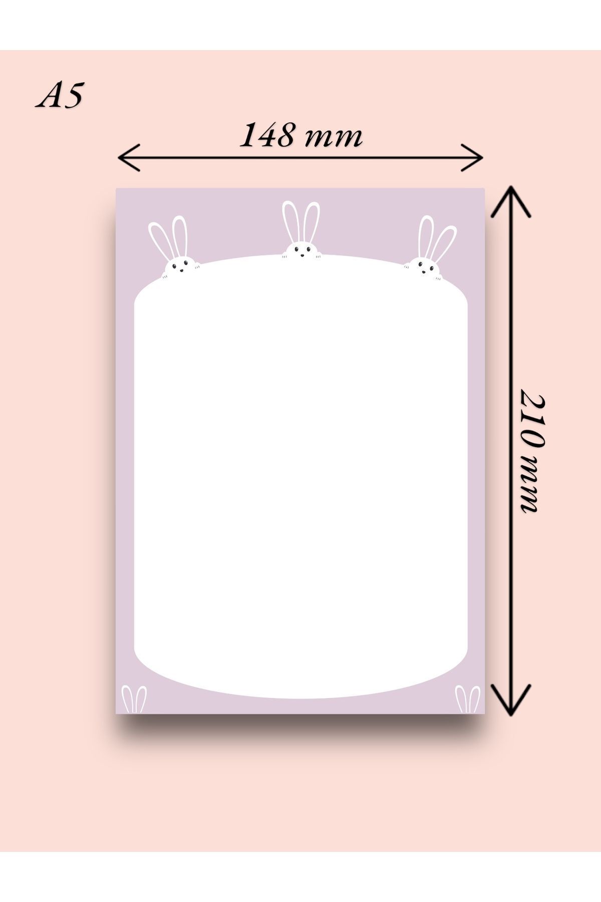 Mirya Notes-Lilac Rabbit Patterned A5 Notepad - Notepad 2