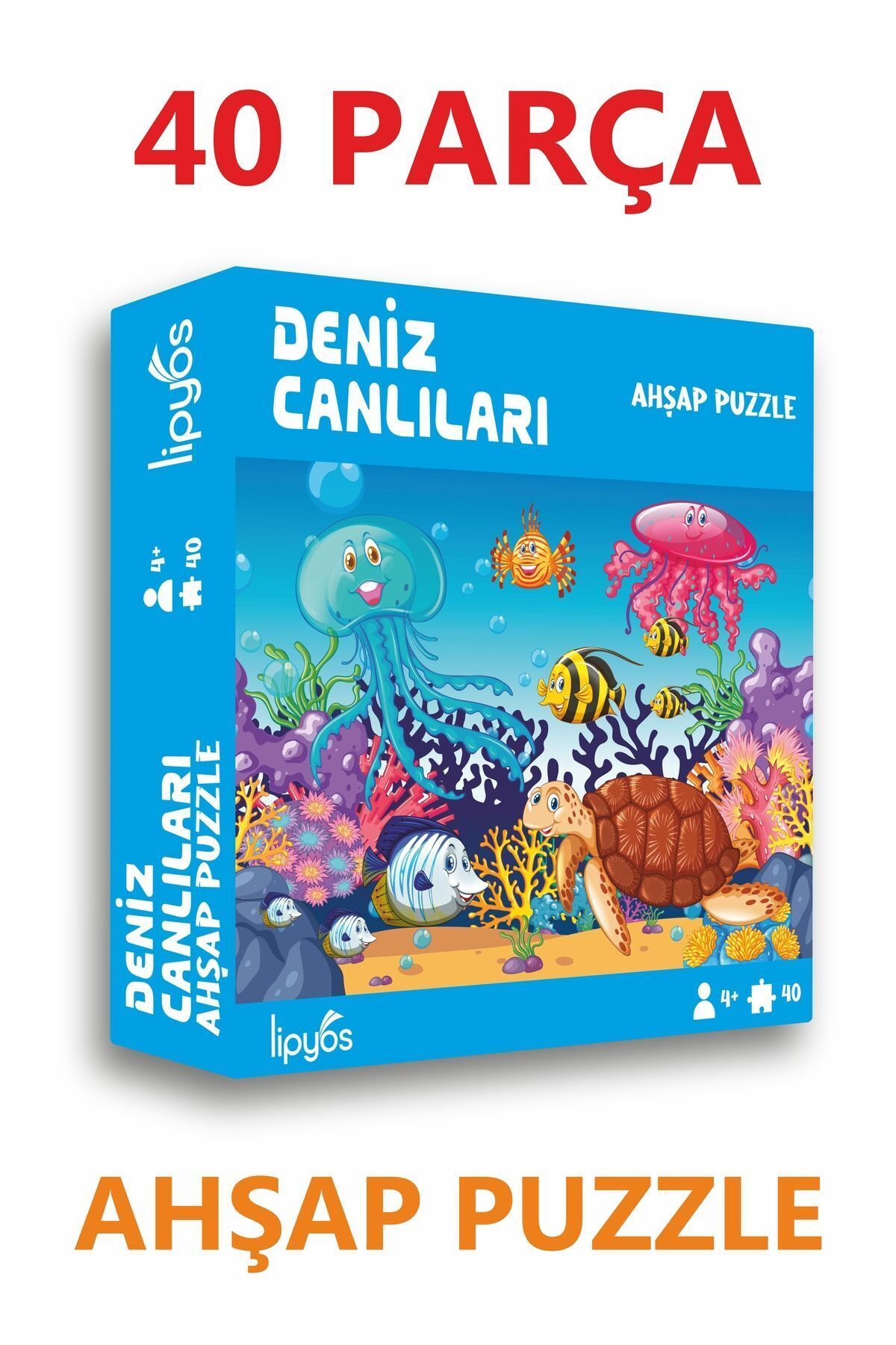 LİPYOS Deniz Canlıları, Kaplumboğa, Ahtapot 40 Parça Mini Ahşap Puzzle fotoğrafı 2 (önizleme)