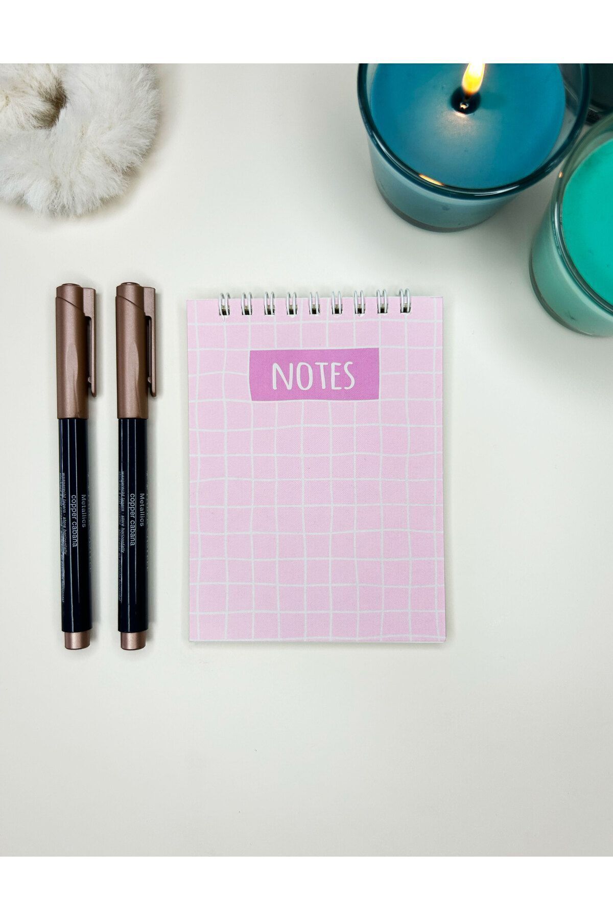 Smile Notes-6-piece 10x13,5 Cm Checked Leaf Notebook Set - Spiral Pocket 6